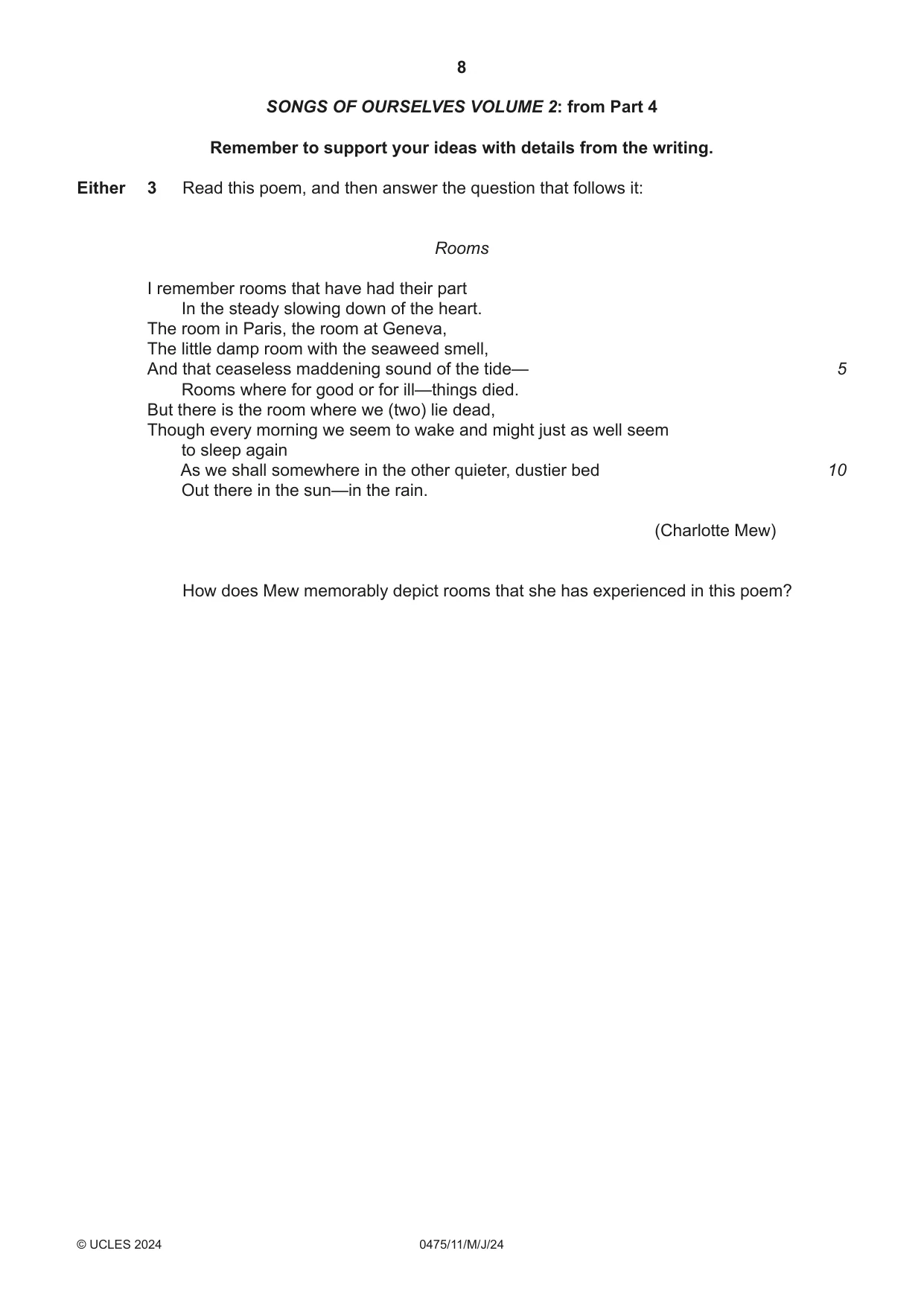 Cambridge IGCSE English - Literature in English 0475 2024 May/June Paper 1 · Variant 1 question paper, page 8 of 32