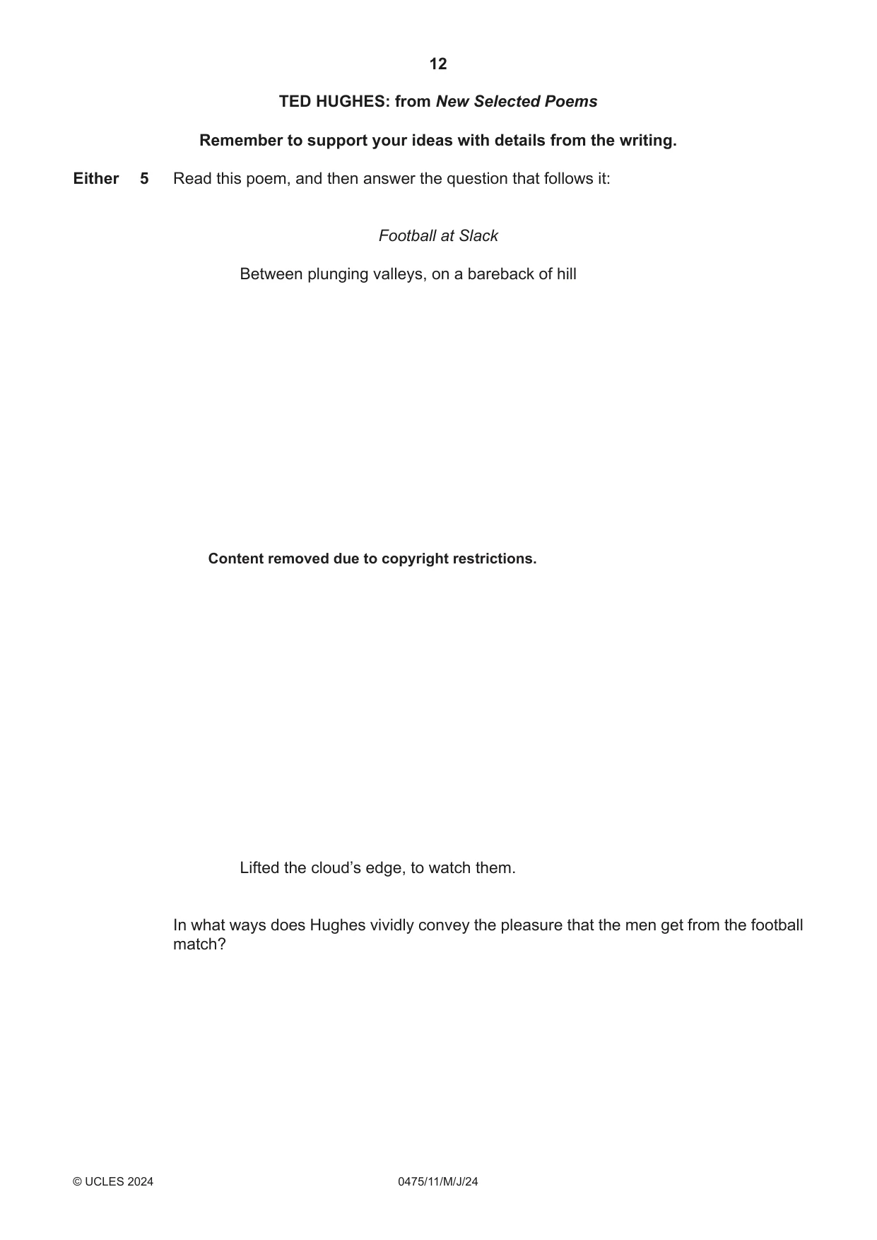 Cambridge IGCSE English - Literature in English 0475 2024 May/June Paper 1 · Variant 1 question paper, page 12 of 32