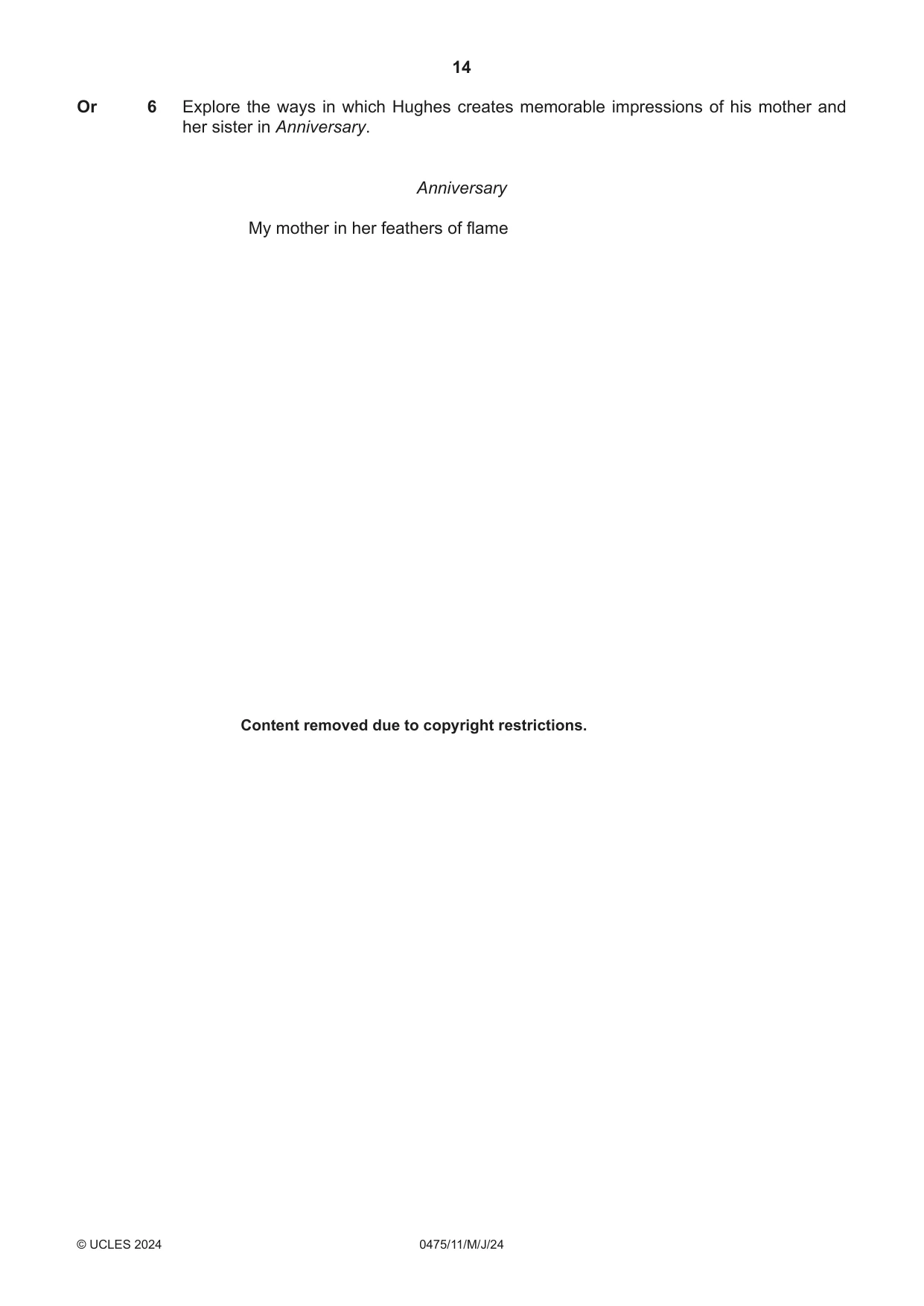 Cambridge IGCSE English - Literature in English 0475 2024 May/June Paper 1 · Variant 1 question paper, page 14 of 32