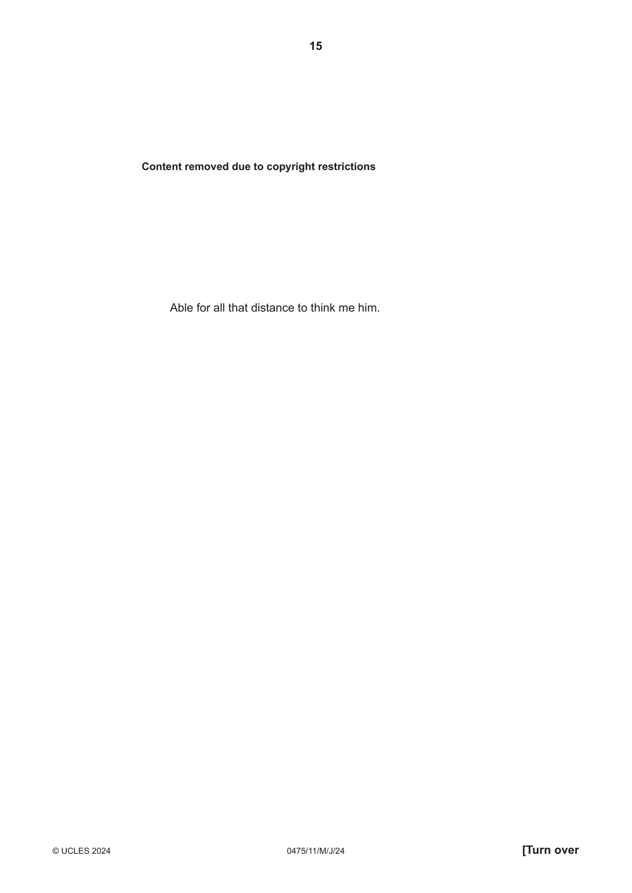 Cambridge IGCSE English - Literature in English 0475 2024 May/June Paper 1 · Variant 1 question paper, page 15 of 32