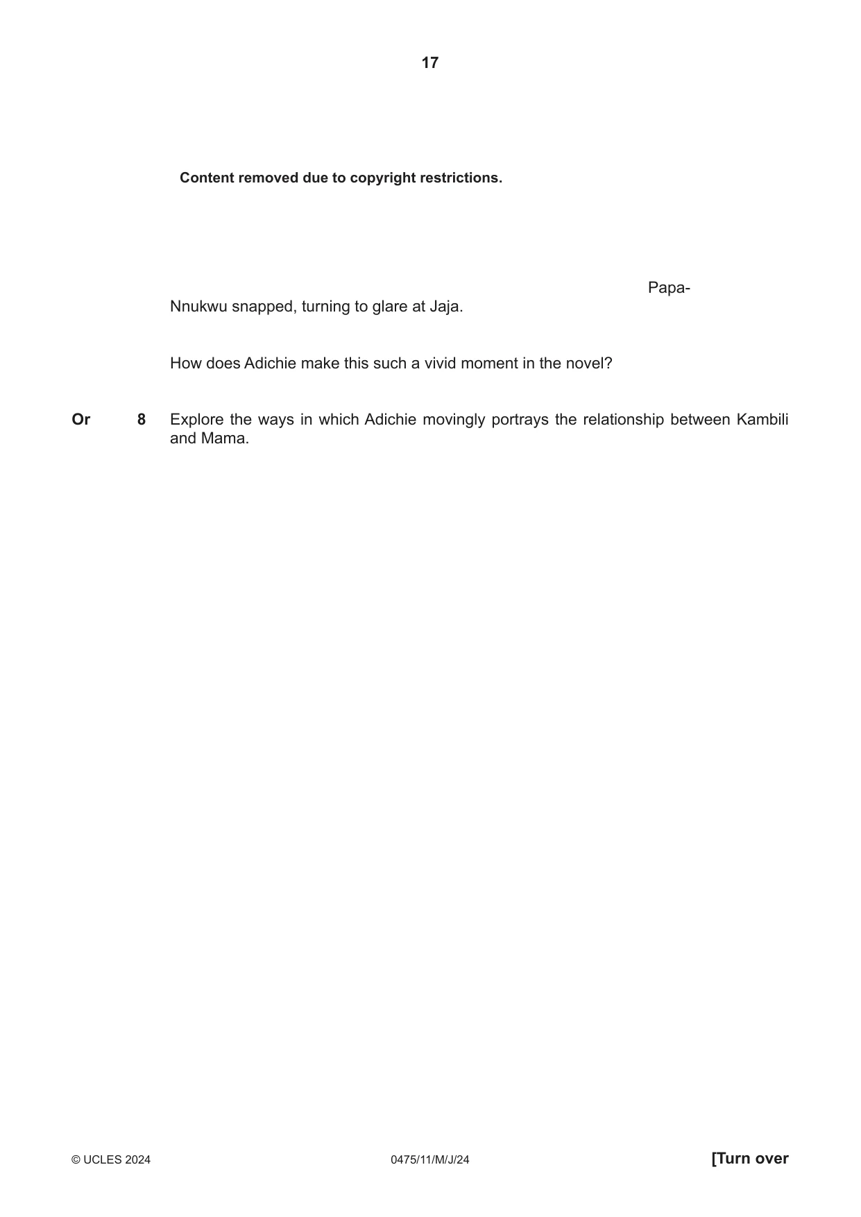 Cambridge IGCSE English - Literature in English 0475 2024 May/June Paper 1 · Variant 1 question paper, page 17 of 32