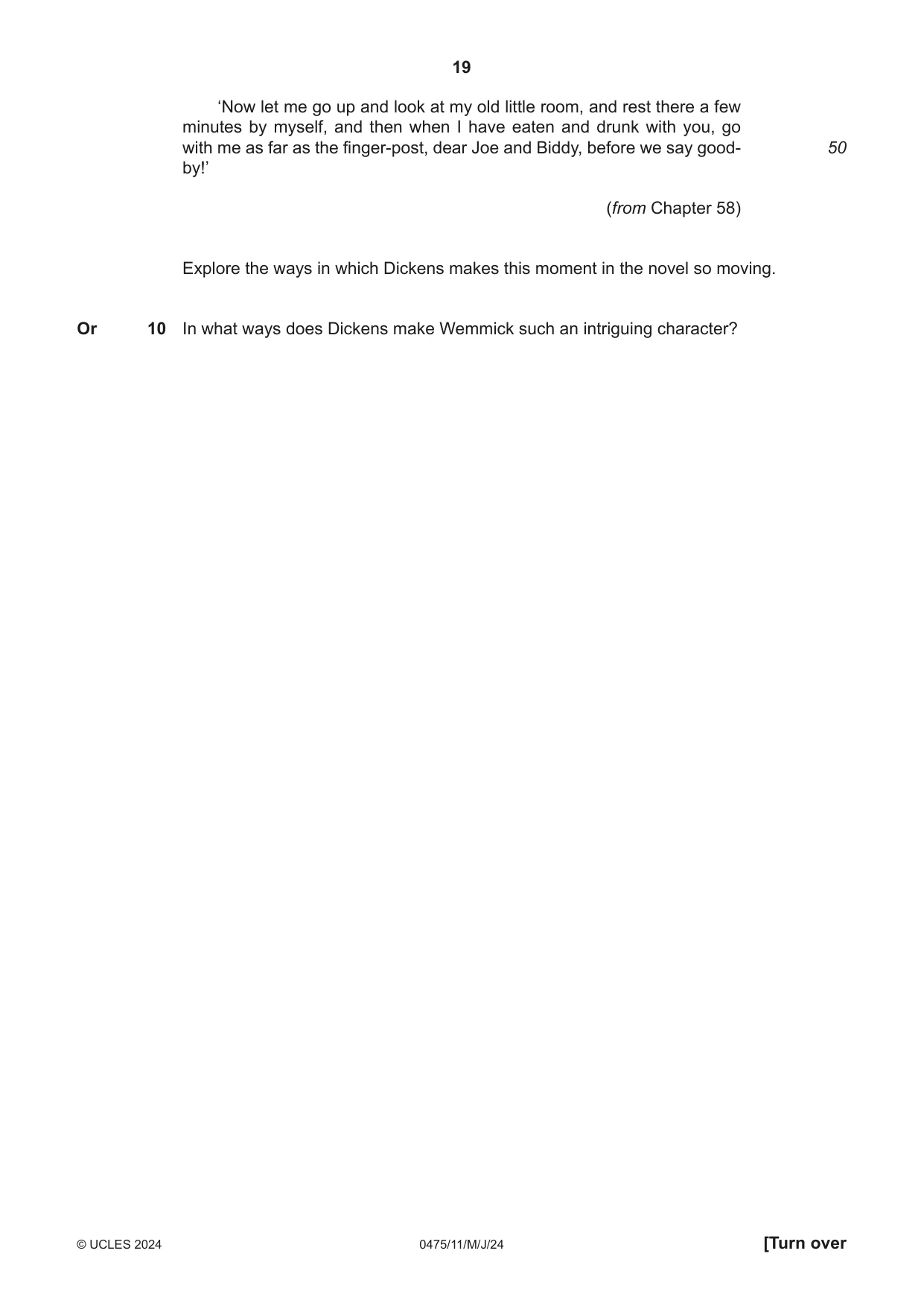 Cambridge IGCSE English - Literature in English 0475 2024 May/June Paper 1 · Variant 1 question paper, page 19 of 32