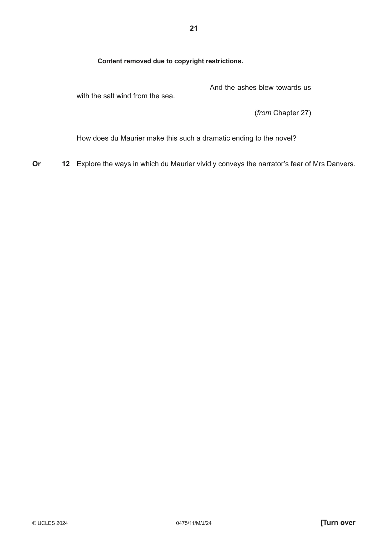 Cambridge IGCSE English - Literature in English 0475 2024 May/June Paper 1 · Variant 1 question paper, page 21 of 32