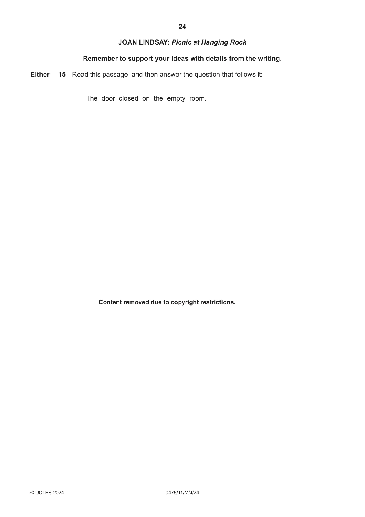 Cambridge IGCSE English - Literature in English 0475 2024 May/June Paper 1 · Variant 1 question paper, page 24 of 32