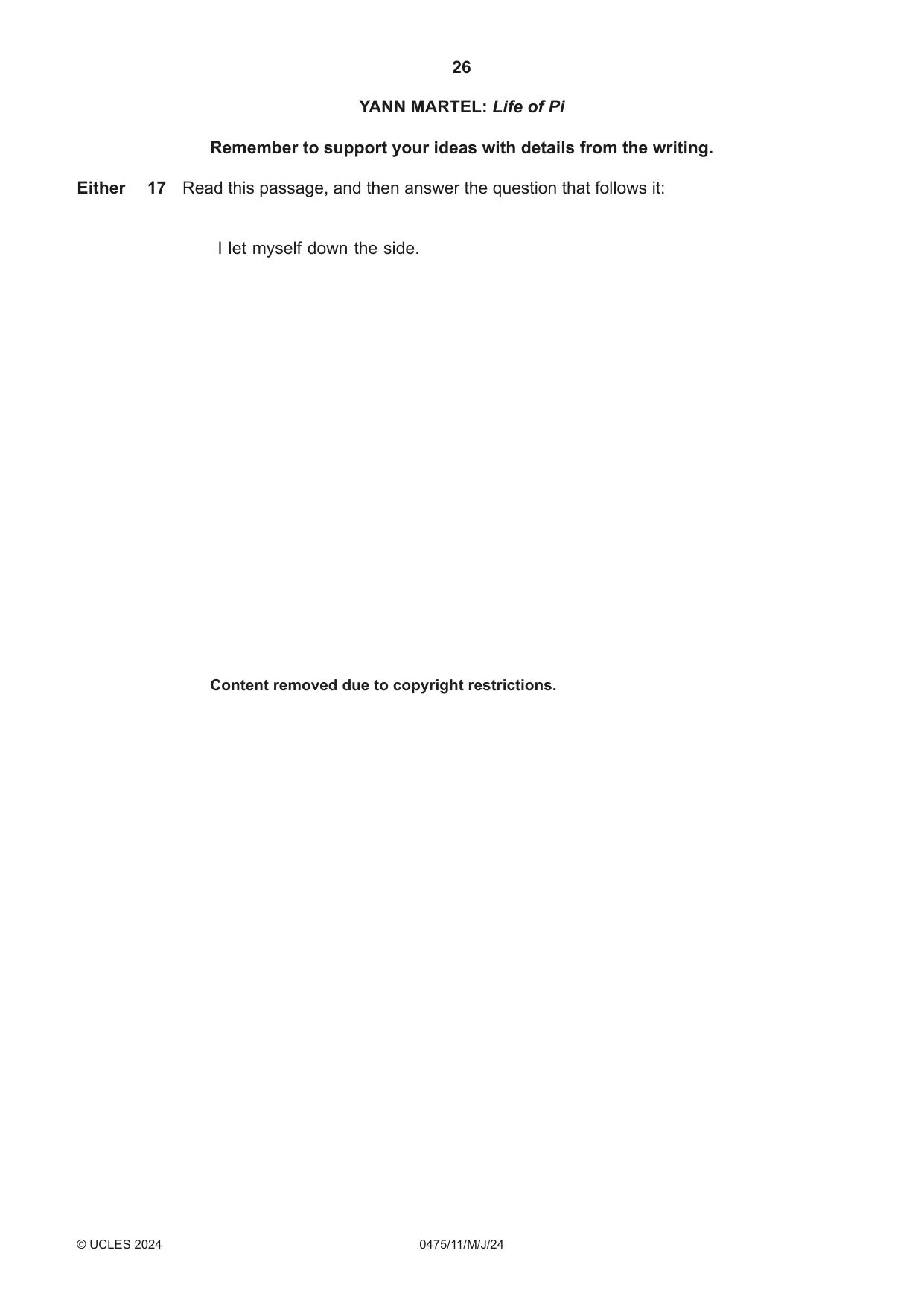 Cambridge IGCSE English - Literature in English 0475 2024 May/June Paper 1 · Variant 1 question paper, page 26 of 32