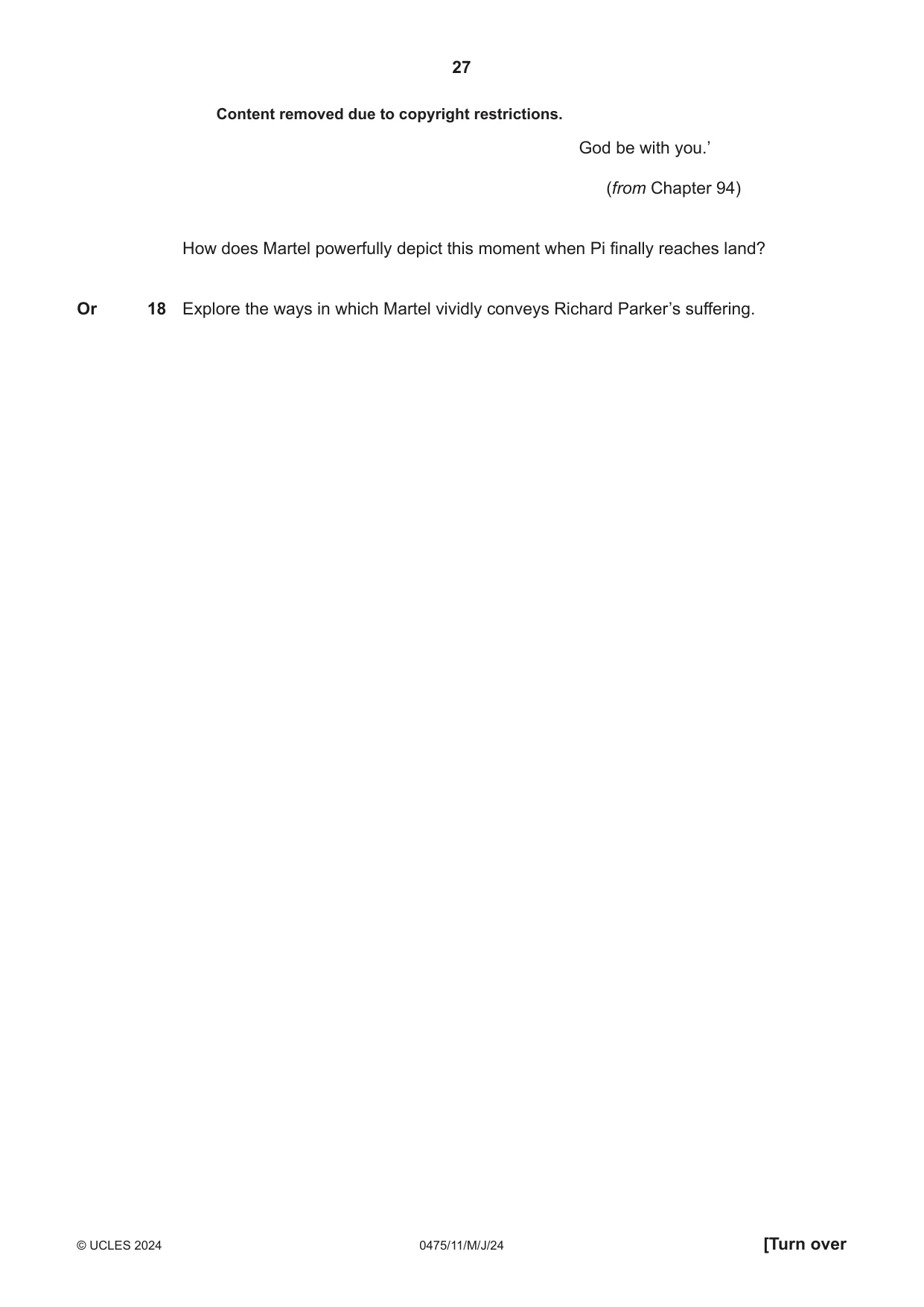 Cambridge IGCSE English - Literature in English 0475 2024 May/June Paper 1 · Variant 1 question paper, page 27 of 32