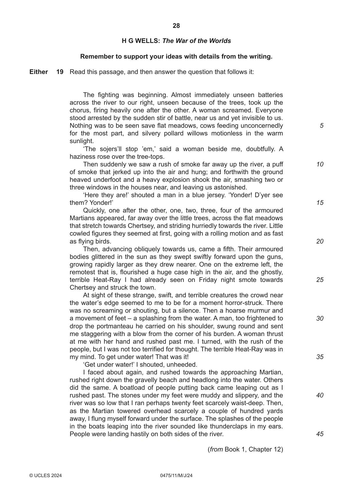 Cambridge IGCSE English - Literature in English 0475 2024 May/June Paper 1 · Variant 1 question paper, page 28 of 32