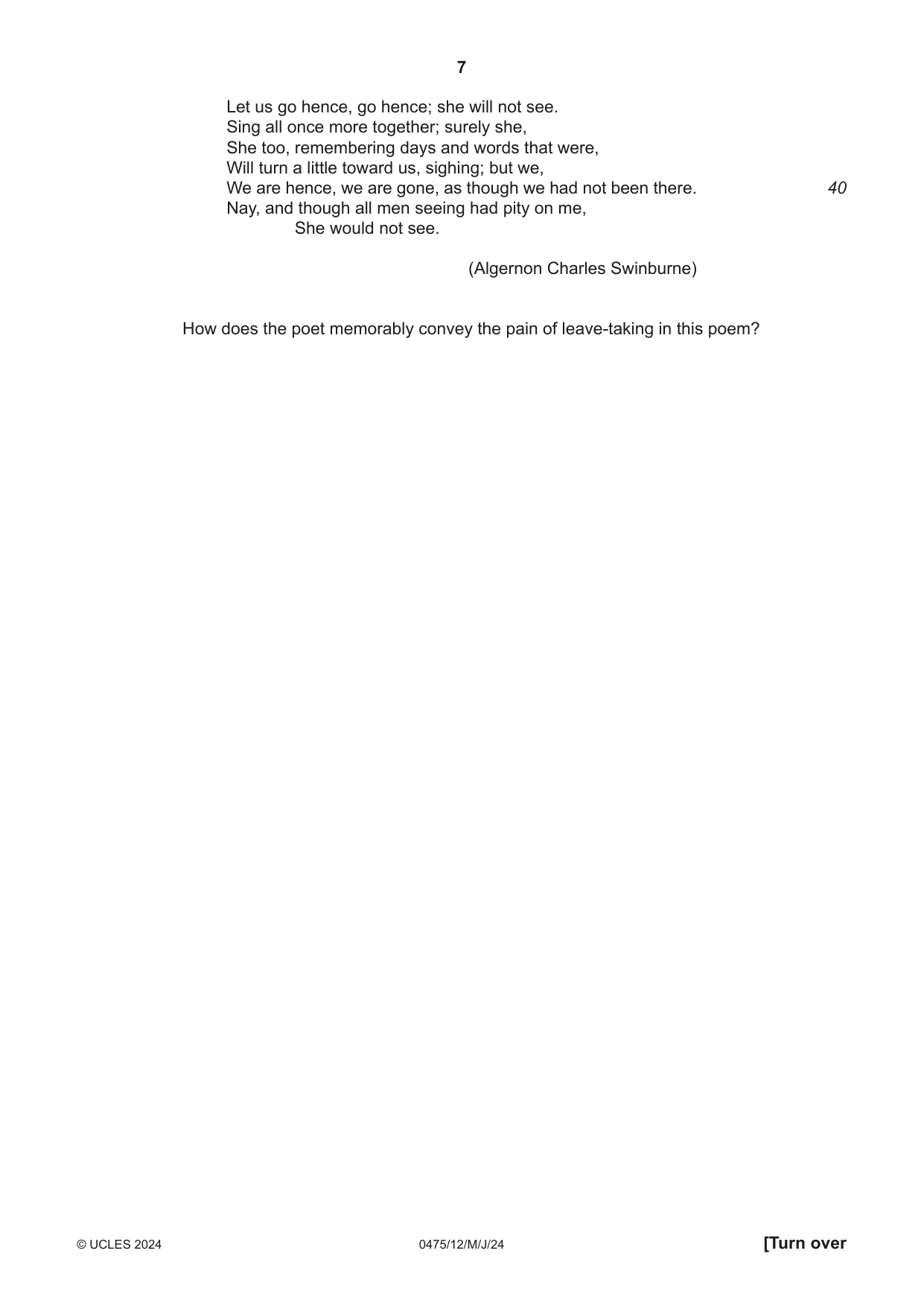 Cambridge IGCSE English - Literature in English 0475 2024 May/June Paper 1 · Variant 2 question paper, page 7 of 28