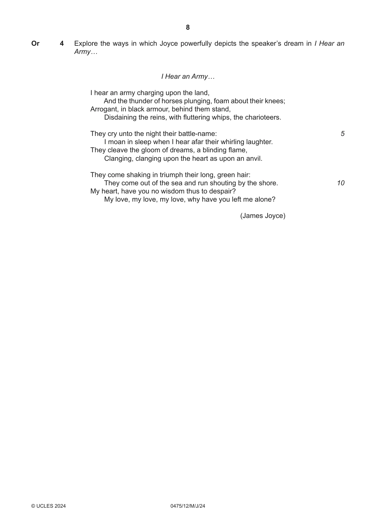 Cambridge IGCSE English - Literature in English 0475 2024 May/June Paper 1 · Variant 2 question paper, page 8 of 28