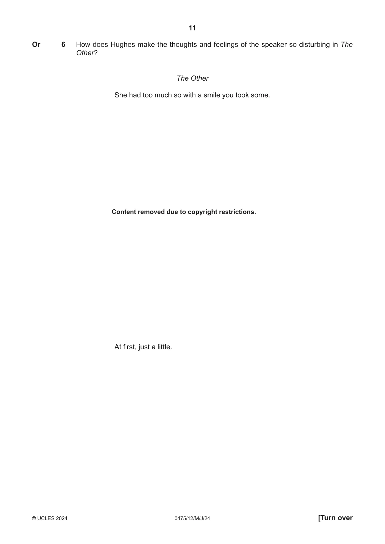 Cambridge IGCSE English - Literature in English 0475 2024 May/June Paper 1 · Variant 2 question paper, page 11 of 28