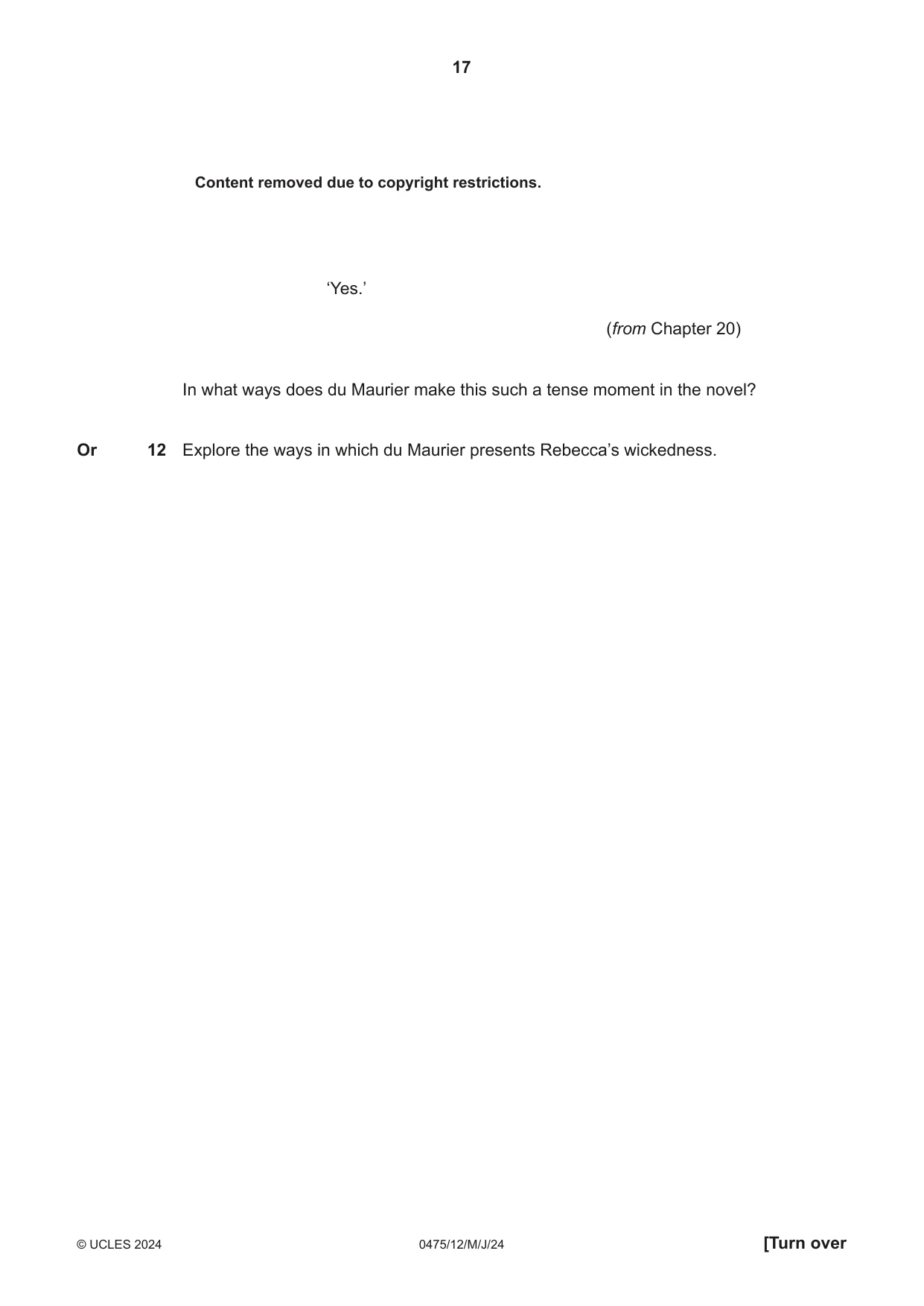Cambridge IGCSE English - Literature in English 0475 2024 May/June Paper 1 · Variant 2 question paper, page 17 of 28
