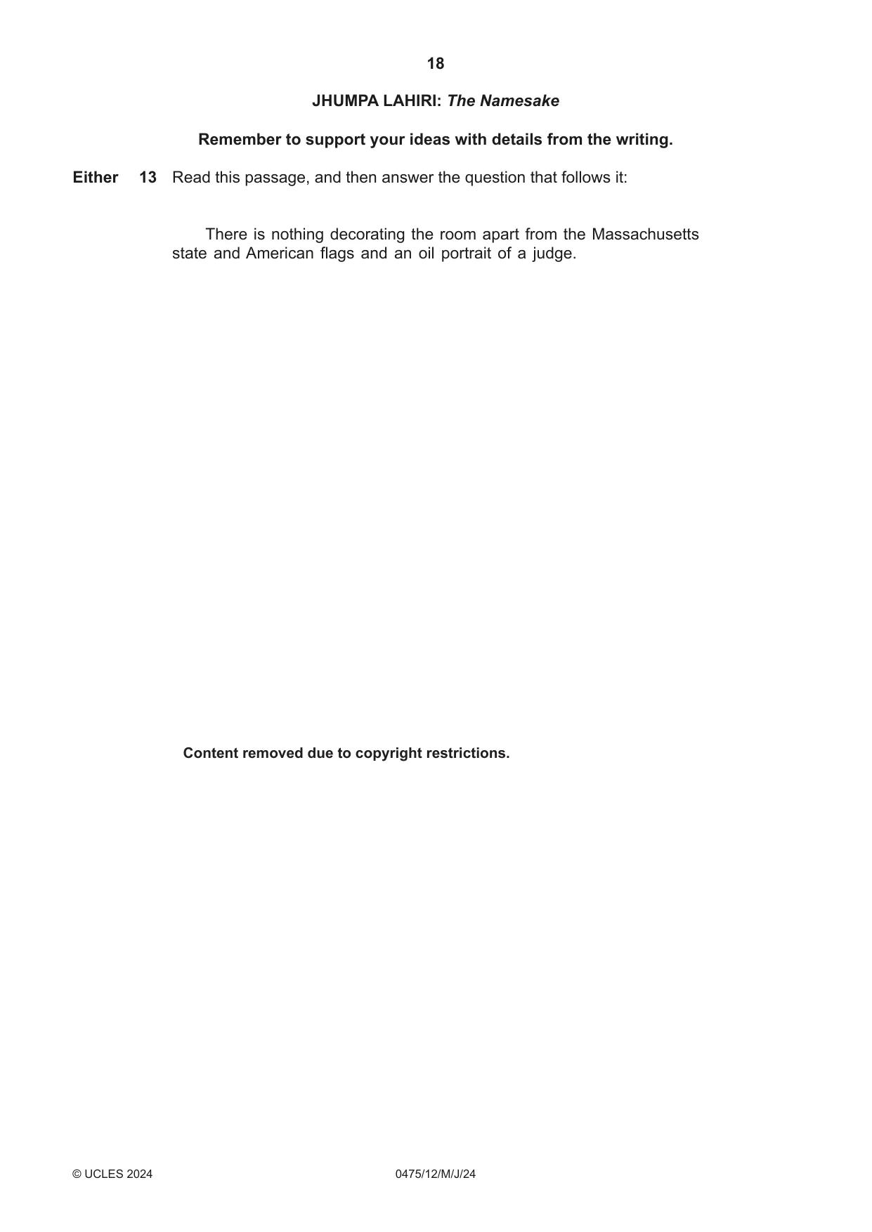 Cambridge IGCSE English - Literature in English 0475 2024 May/June Paper 1 · Variant 2 question paper, page 18 of 28