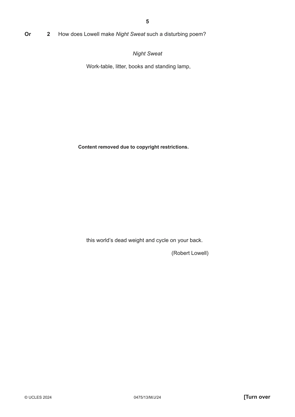 Cambridge IGCSE English - Literature in English 0475 2024 May/June Paper 1 · Variant 3 question paper, page 5 of 28