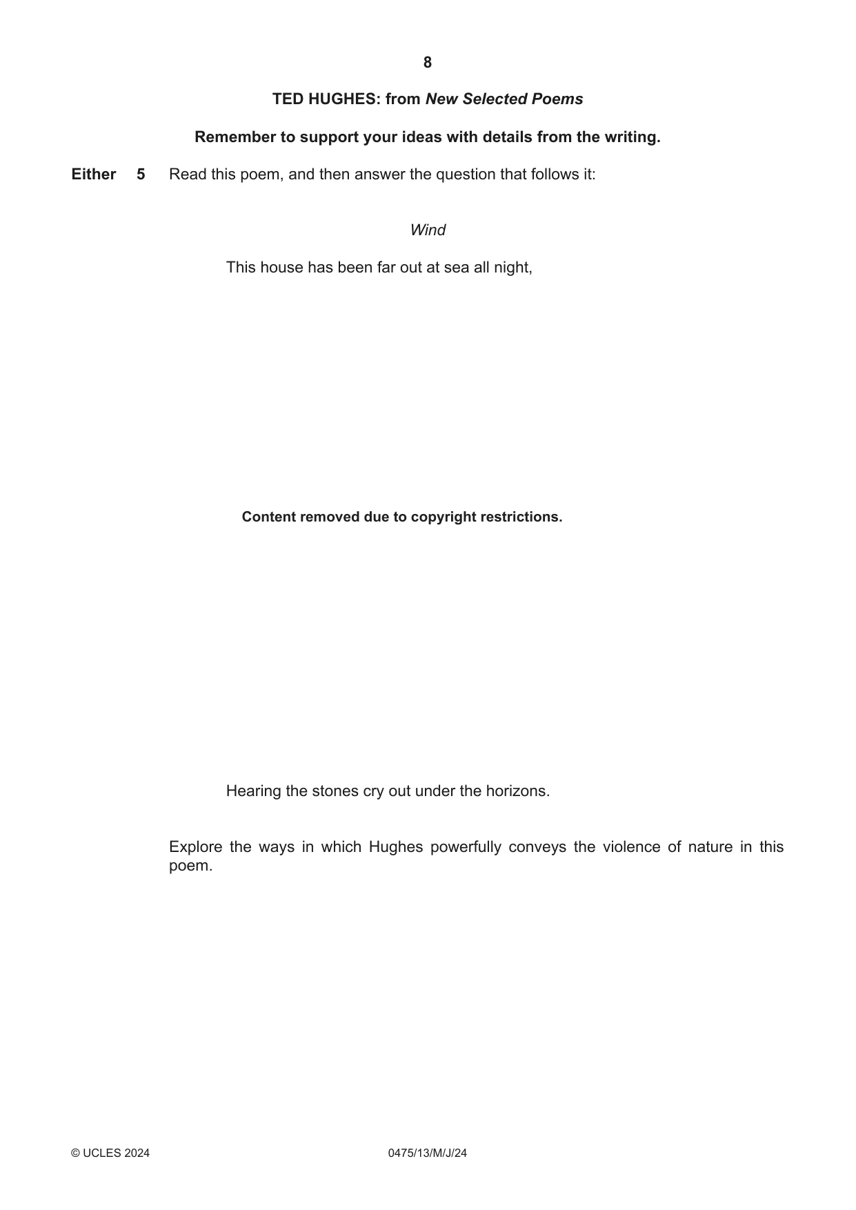 Cambridge IGCSE English - Literature in English 0475 2024 May/June Paper 1 · Variant 3 question paper, page 8 of 28