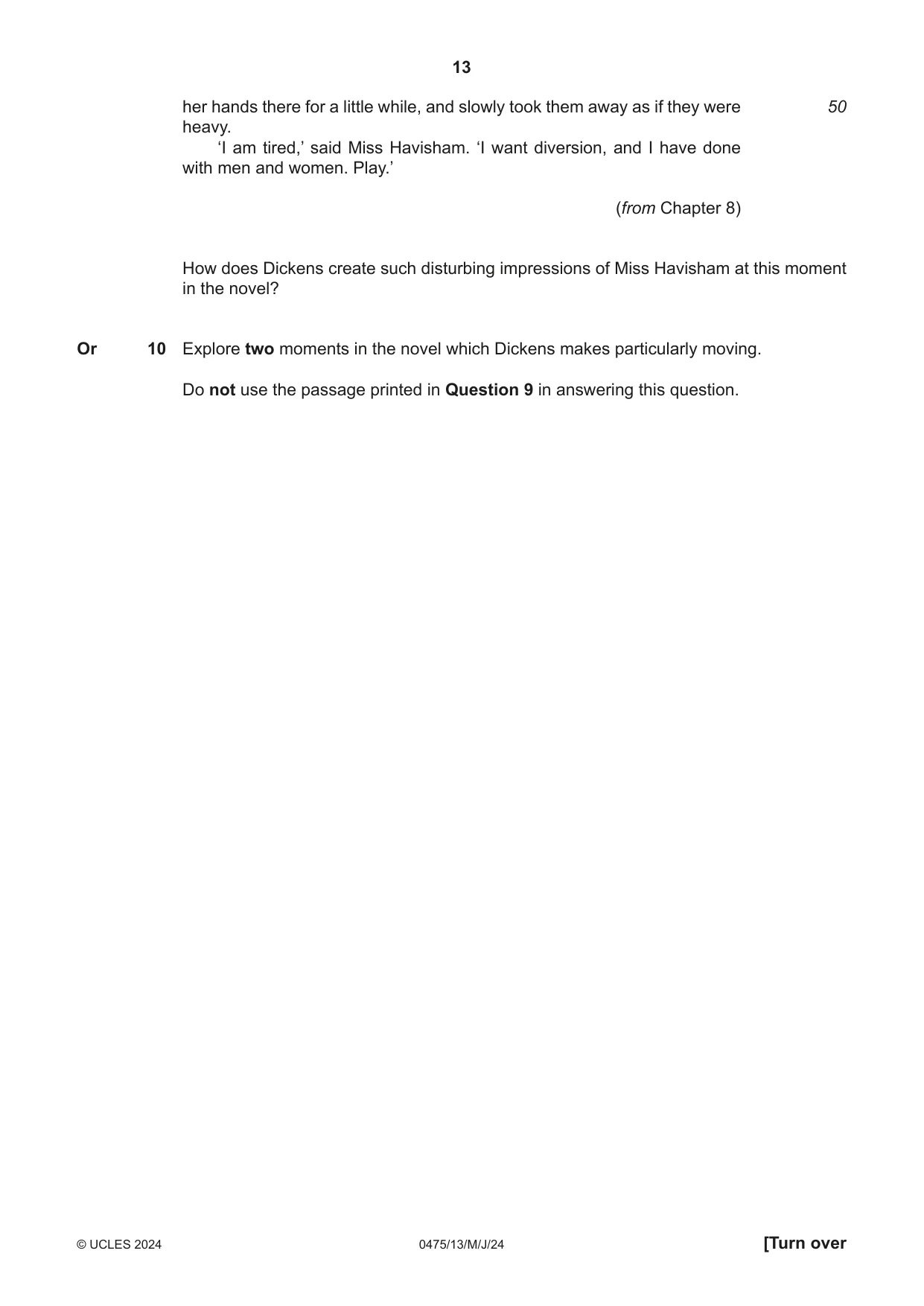 Cambridge IGCSE English - Literature in English 0475 2024 May/June Paper 1 · Variant 3 question paper, page 13 of 28