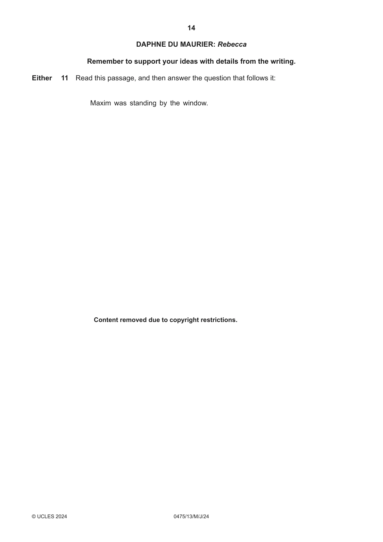 Cambridge IGCSE English - Literature in English 0475 2024 May/June Paper 1 · Variant 3 question paper, page 14 of 28