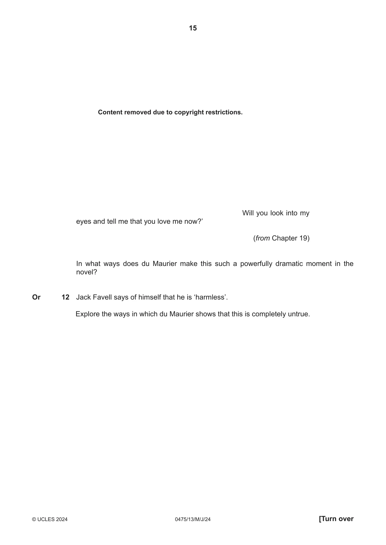 Cambridge IGCSE English - Literature in English 0475 2024 May/June Paper 1 · Variant 3 question paper, page 15 of 28