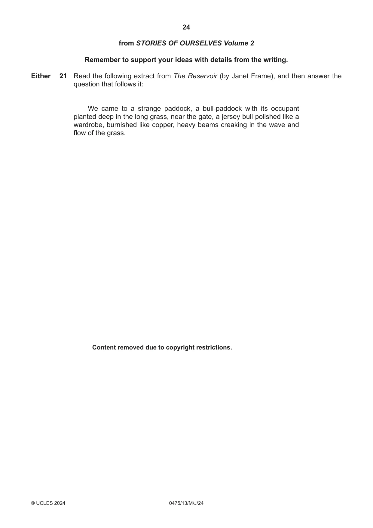 Cambridge IGCSE English - Literature in English 0475 2024 May/June Paper 1 · Variant 3 question paper, page 24 of 28