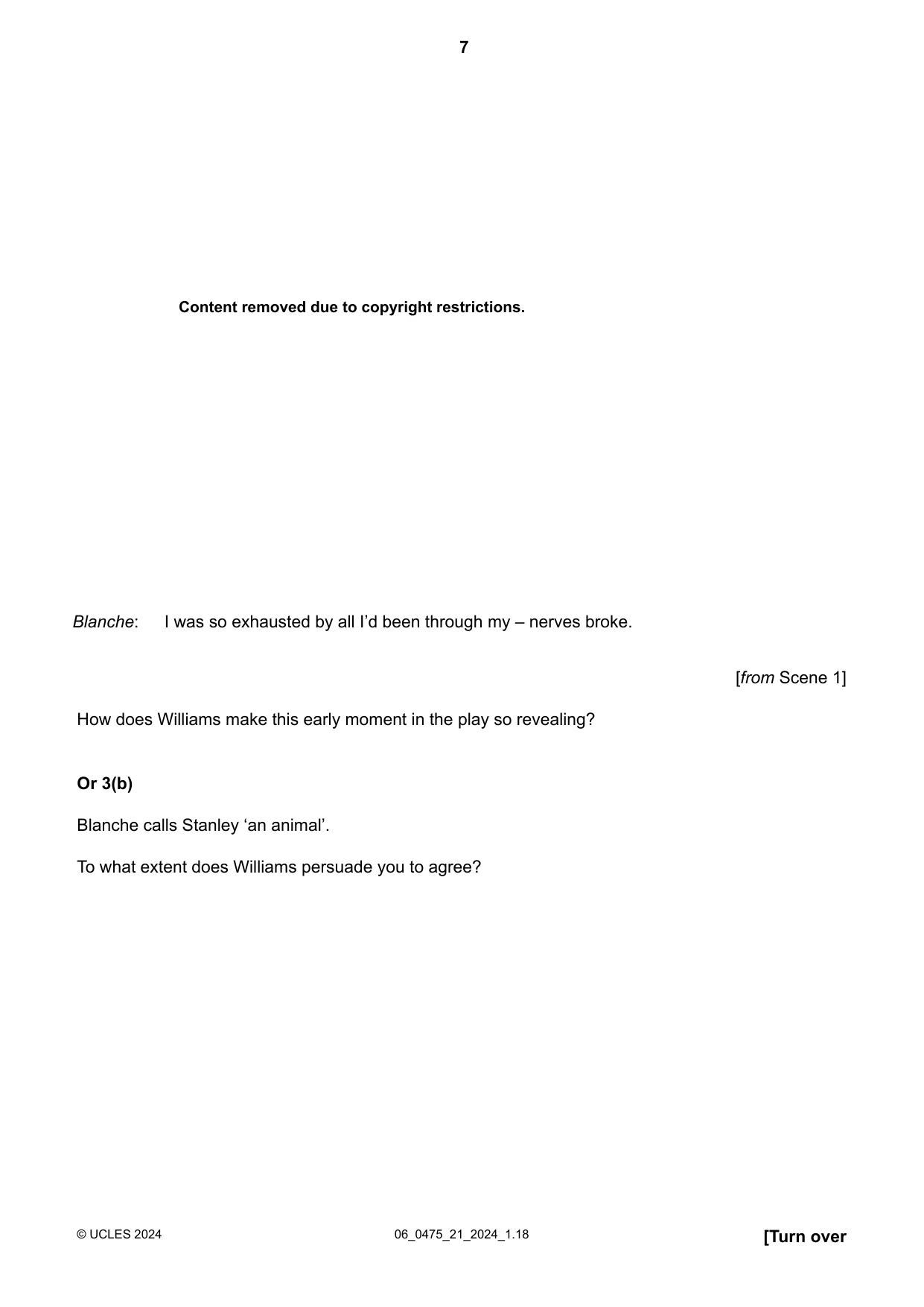 Cambridge IGCSE English - Literature in English 0475 2024 May/June Paper 2 · Variant 1 question paper, page 7 of 12