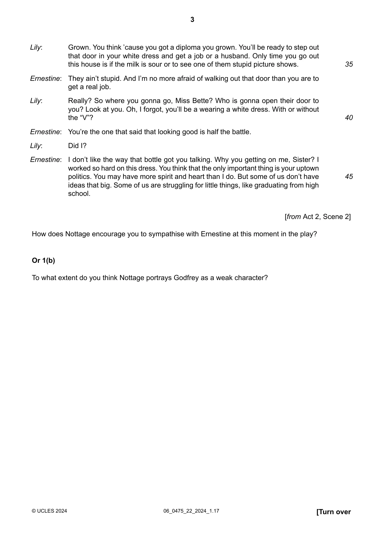 Cambridge IGCSE English - Literature in English 0475 2024 May/June Paper 2 · Variant 2 question paper, page 3 of 16