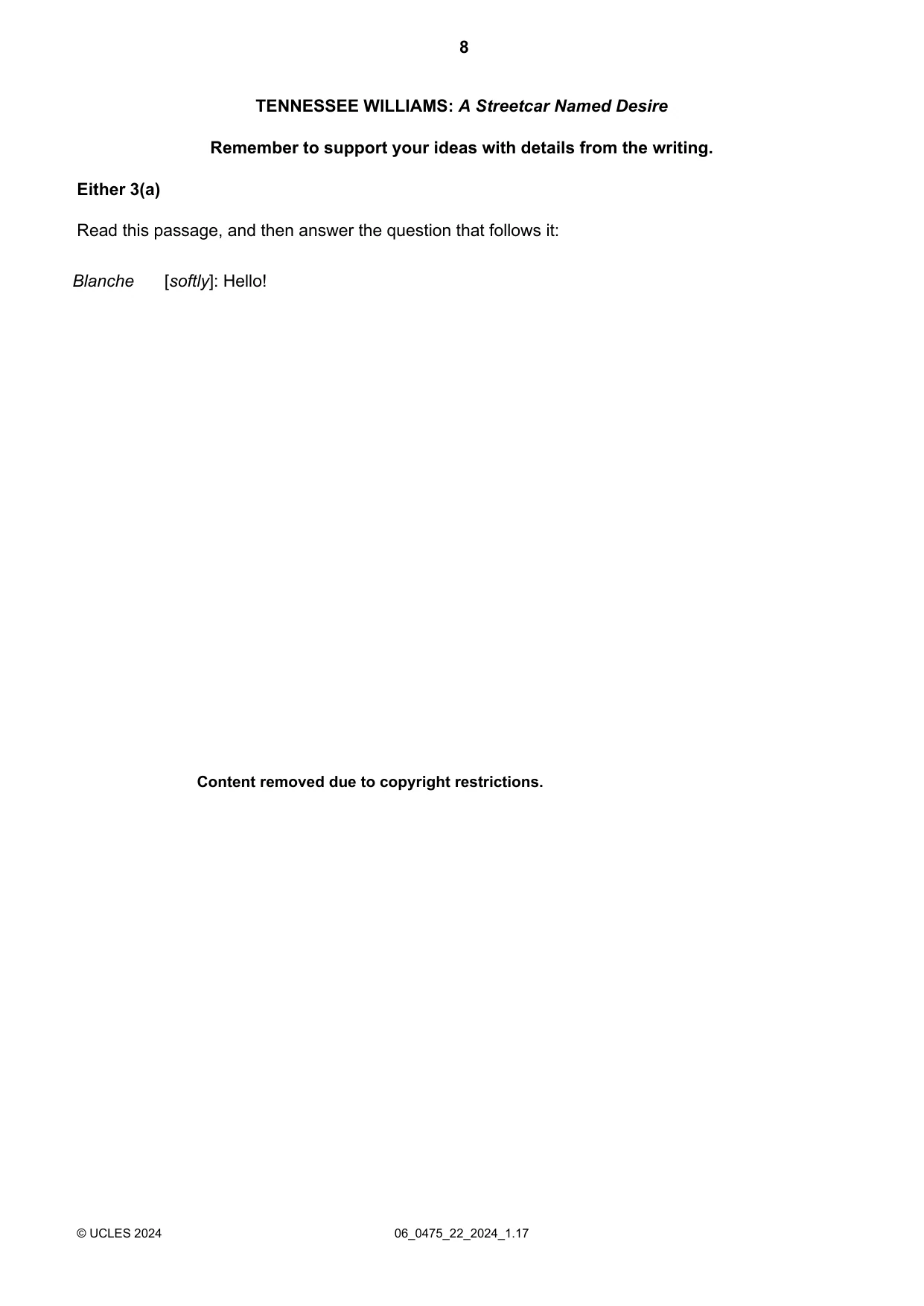 Cambridge IGCSE English - Literature in English 0475 2024 May/June Paper 2 · Variant 2 question paper, page 8 of 16