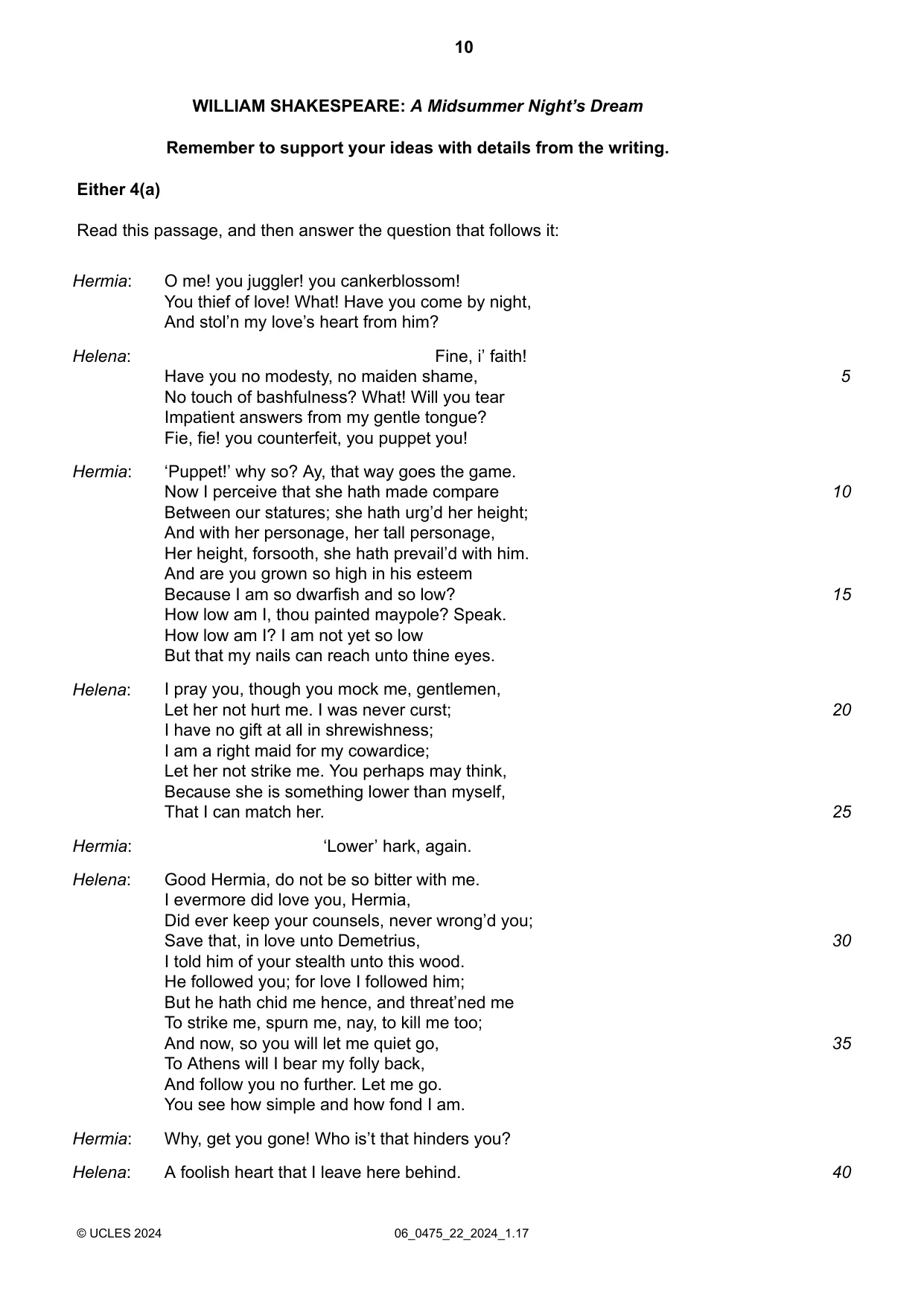 Cambridge IGCSE English - Literature in English 0475 2024 May/June Paper 2 · Variant 2 question paper, page 10 of 16