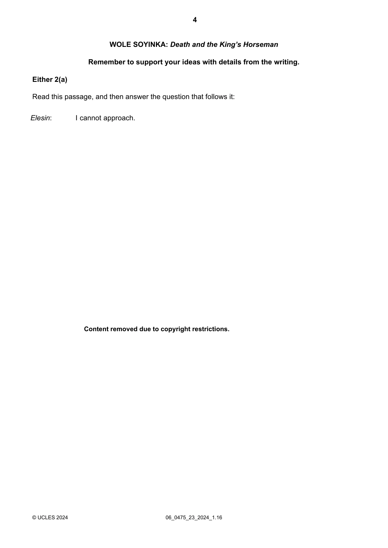 Cambridge IGCSE English - Literature in English 0475 2024 May/June Paper 2 · Variant 3 question paper, page 4 of 12