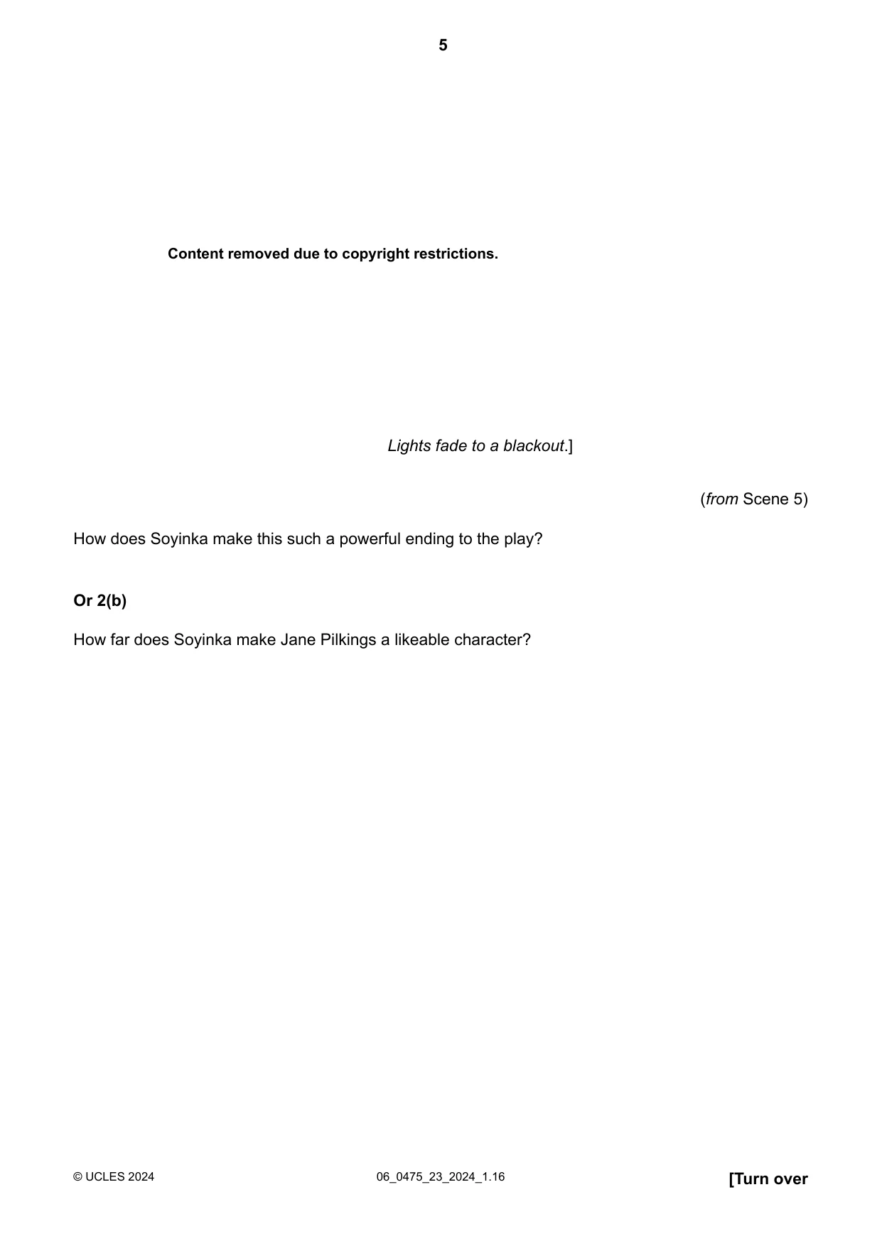 Cambridge IGCSE English - Literature in English 0475 2024 May/June Paper 2 · Variant 3 question paper, page 5 of 12