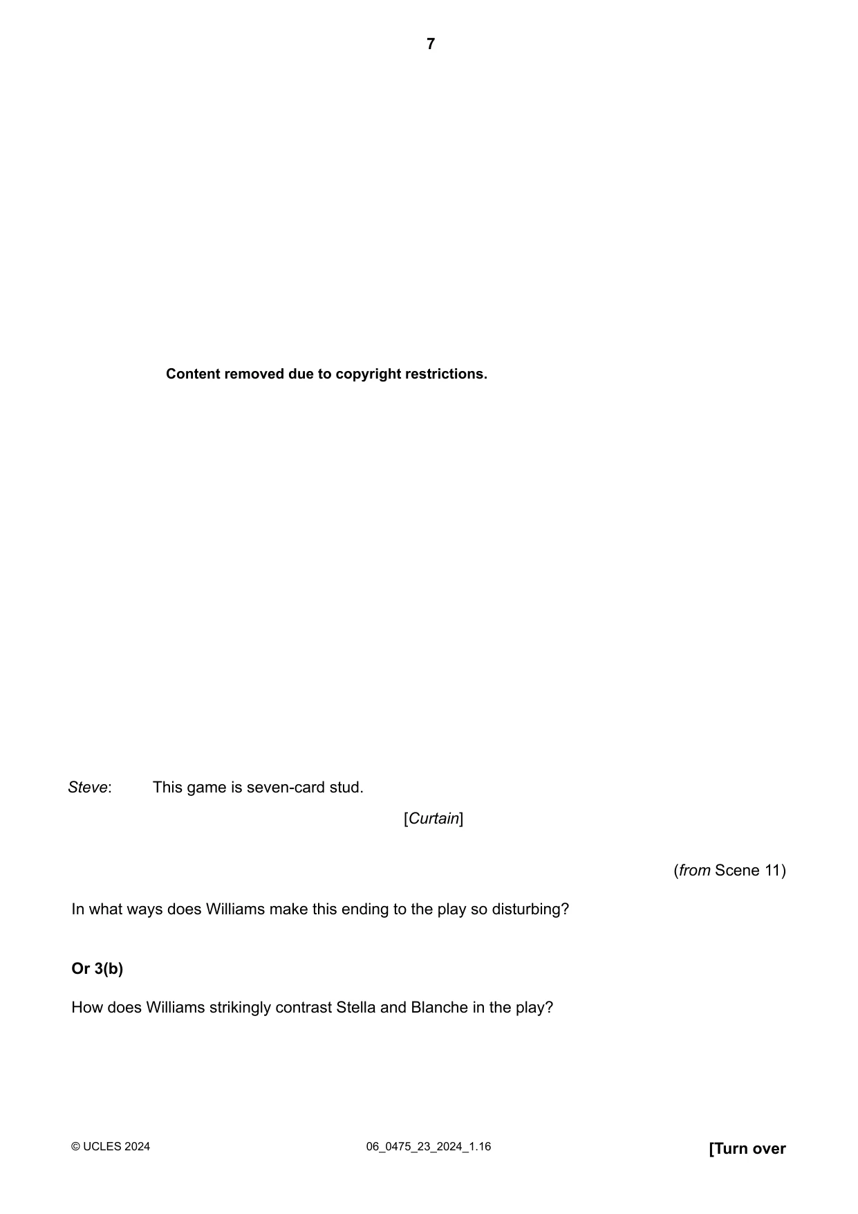 Cambridge IGCSE English - Literature in English 0475 2024 May/June Paper 2 · Variant 3 question paper, page 7 of 12