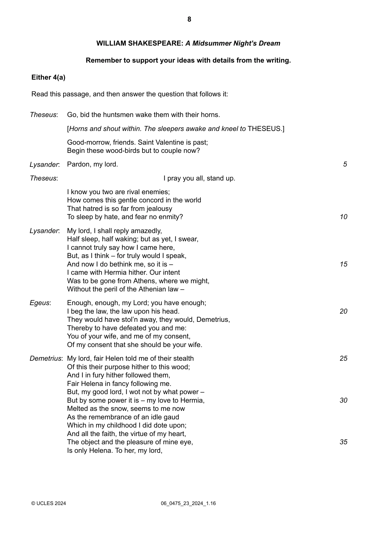 Cambridge IGCSE English - Literature in English 0475 2024 May/June Paper 2 · Variant 3 question paper, page 8 of 12