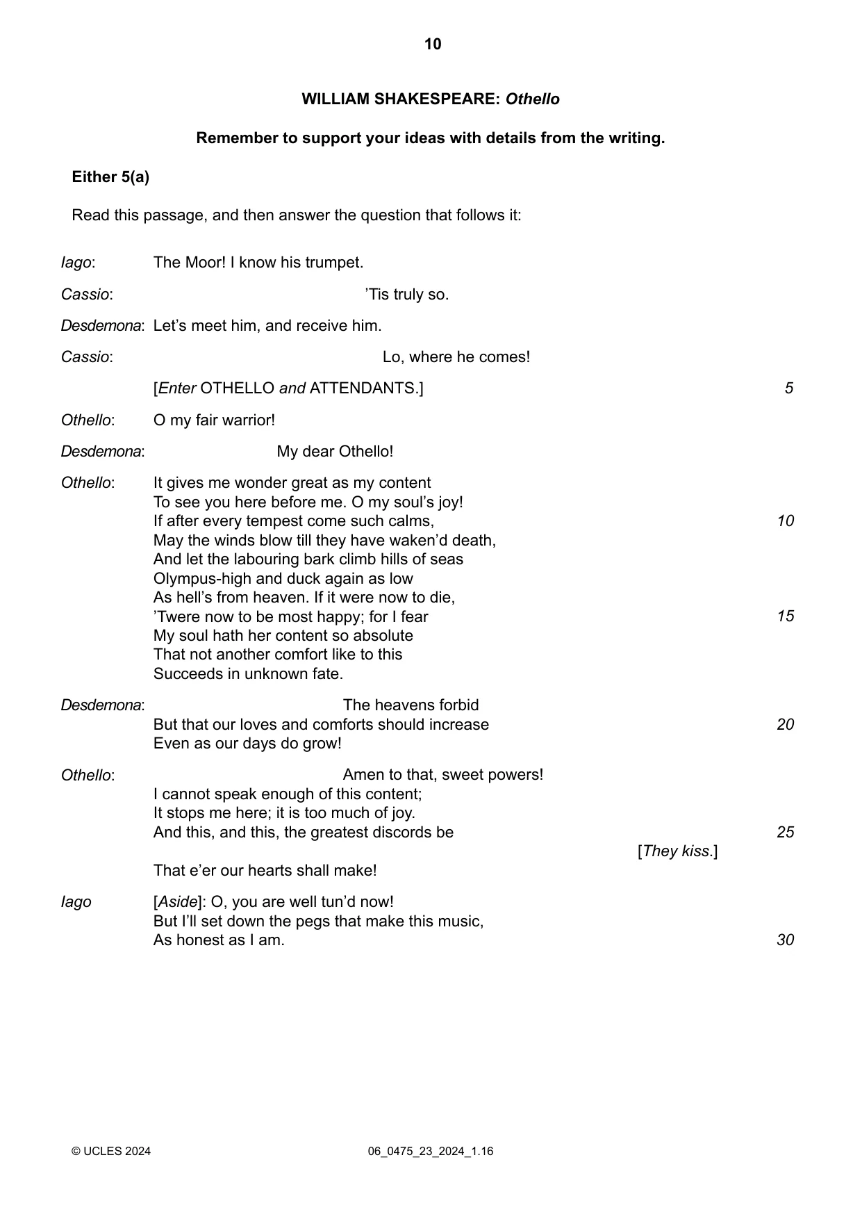 Cambridge IGCSE English - Literature in English 0475 2024 May/June Paper 2 · Variant 3 question paper, page 10 of 12