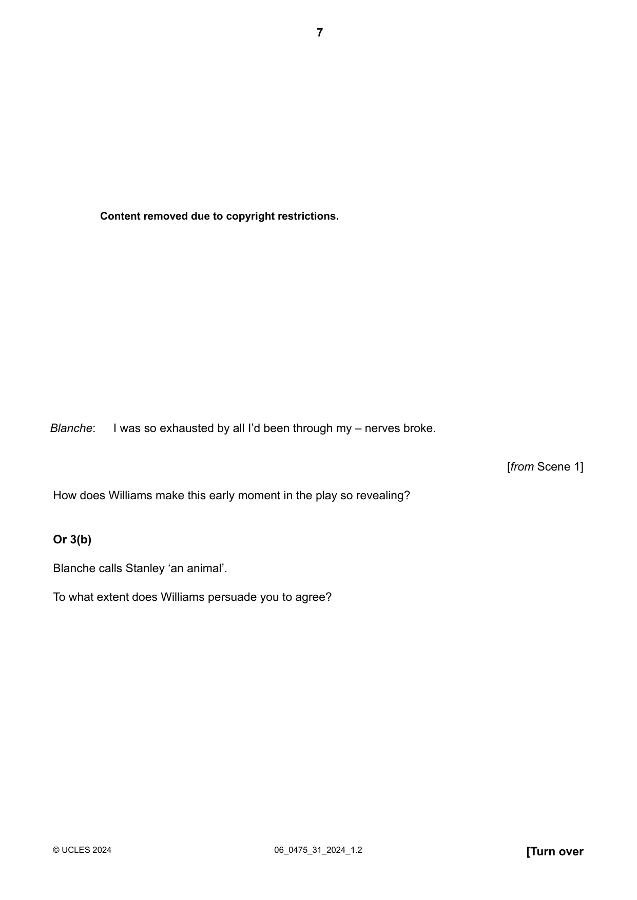Cambridge IGCSE English - Literature in English 0475 2024 May/June Paper 3 · Variant 1 question paper, page 7 of 12