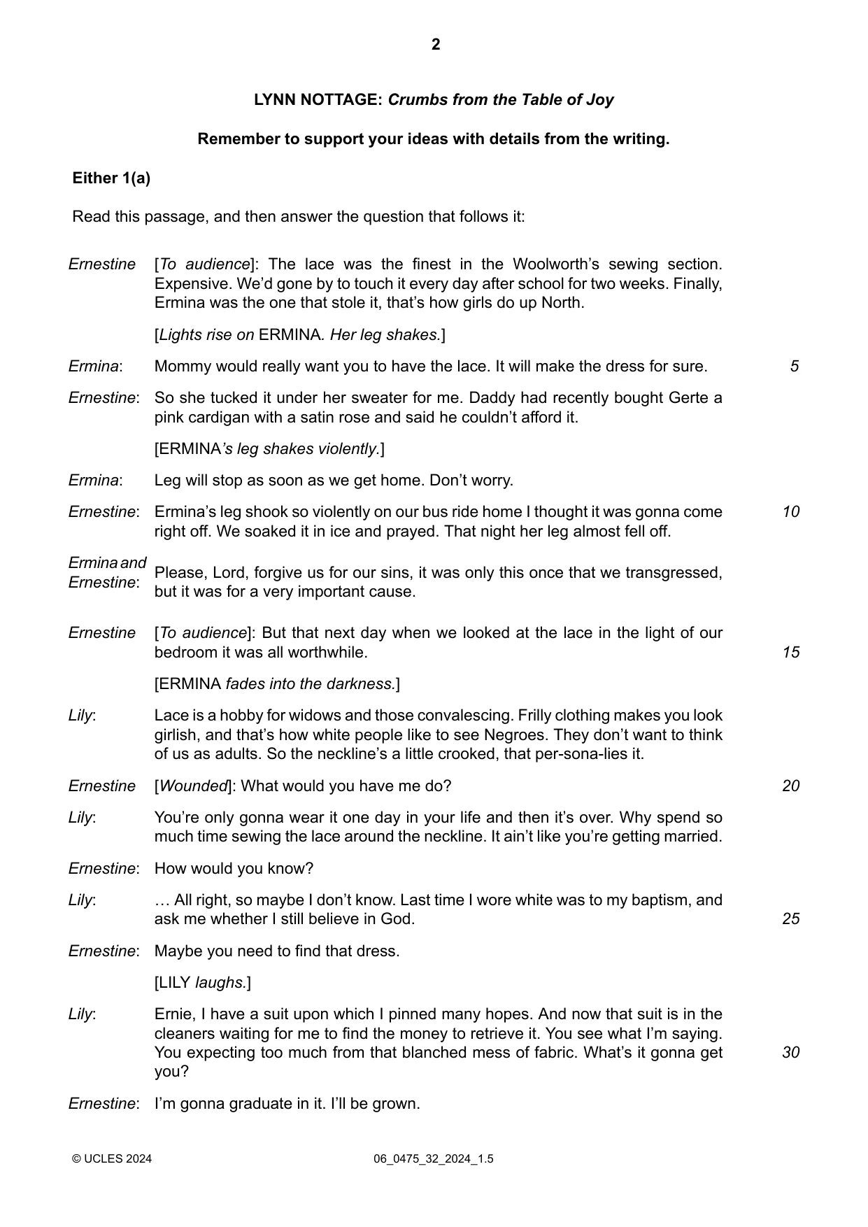 Cambridge IGCSE English - Literature in English 0475 2024 May/June Paper 3 · Variant 2 question paper, page 2 of 16