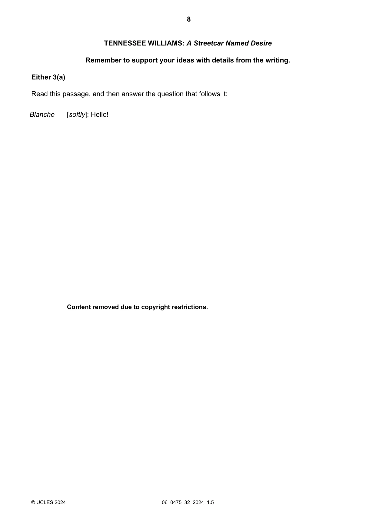 Cambridge IGCSE English - Literature in English 0475 2024 May/June Paper 3 · Variant 2 question paper, page 8 of 16