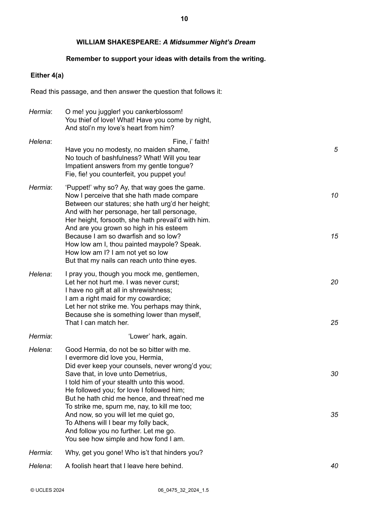 Cambridge IGCSE English - Literature in English 0475 2024 May/June Paper 3 · Variant 2 question paper, page 10 of 16