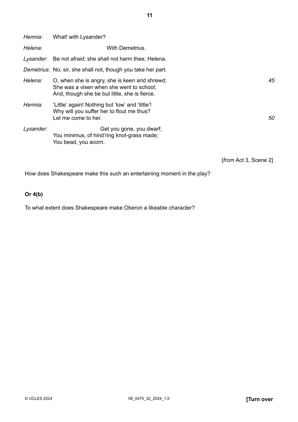 Cambridge IGCSE English - Literature in English 0475 2024 May/June Paper 3 · Variant 2 question paper, page 11 of 16