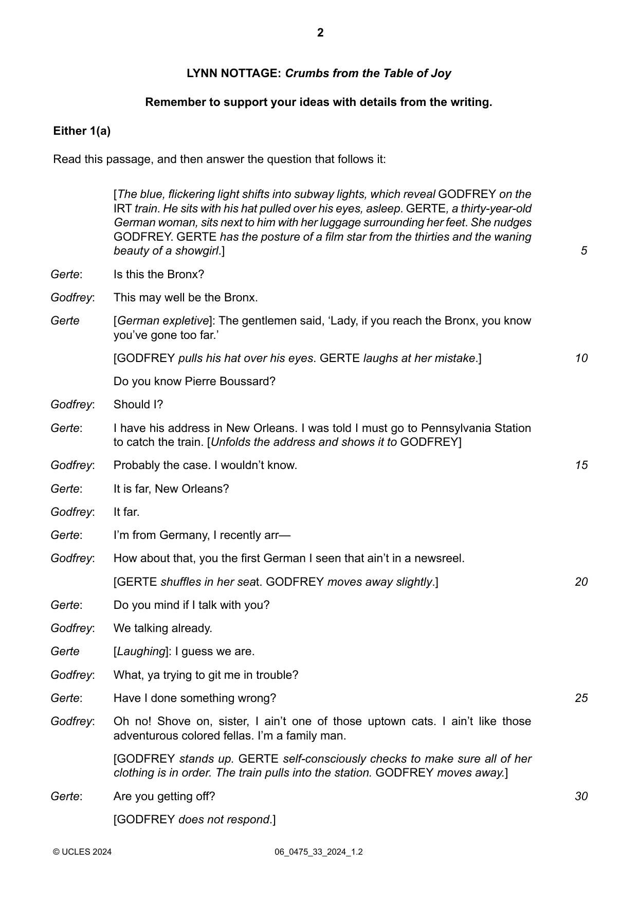 Cambridge IGCSE English - Literature in English 0475 2024 May/June Paper 3 · Variant 3 question paper, page 2 of 12