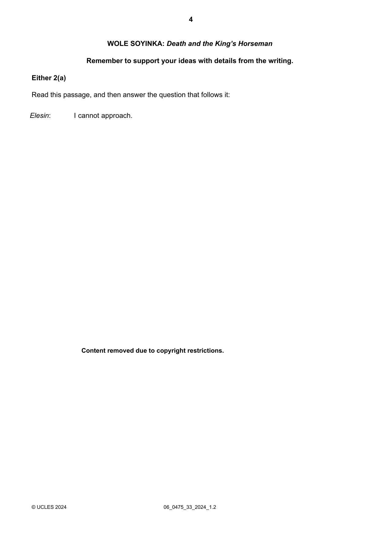 Cambridge IGCSE English - Literature in English 0475 2024 May/June Paper 3 · Variant 3 question paper, page 4 of 12