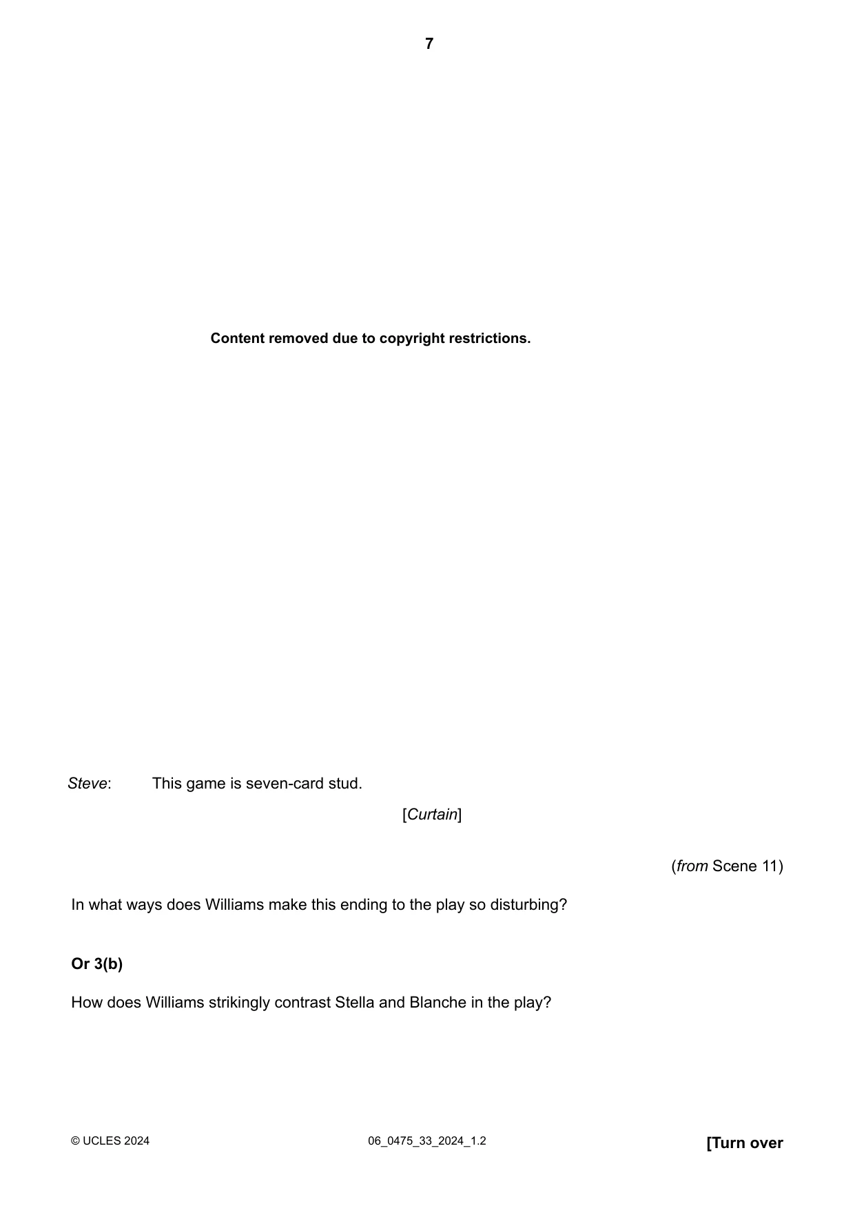 Cambridge IGCSE English - Literature in English 0475 2024 May/June Paper 3 · Variant 3 question paper, page 7 of 12