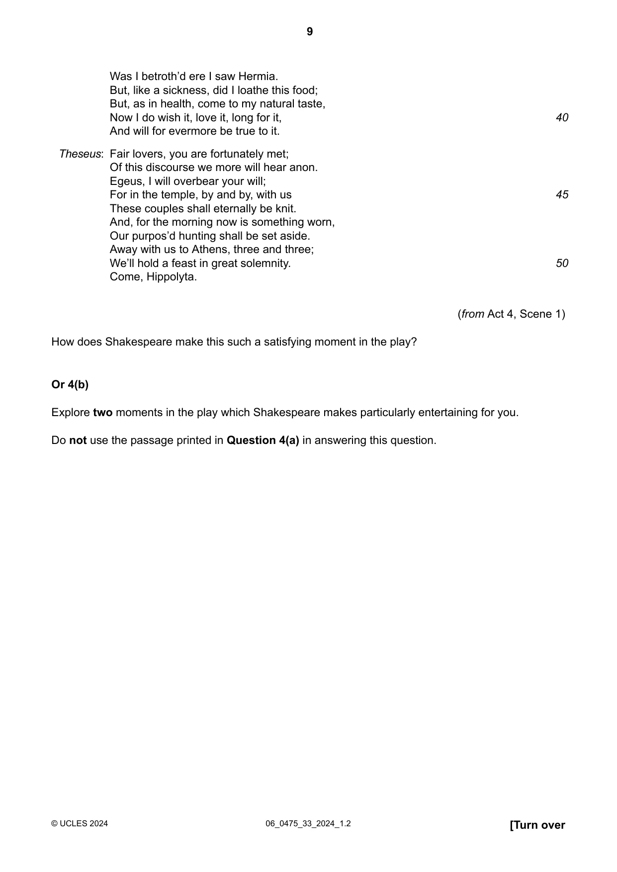 Cambridge IGCSE English - Literature in English 0475 2024 May/June Paper 3 · Variant 3 question paper, page 9 of 12