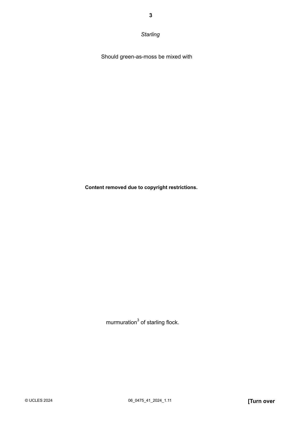 Cambridge IGCSE English - Literature in English 0475 2024 May/June Paper 4 · Variant 1 question paper, page 3 of 8