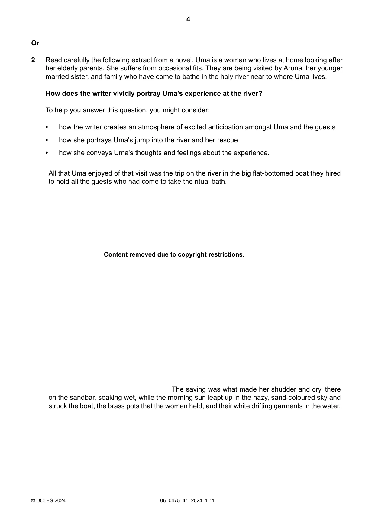 Cambridge IGCSE English - Literature in English 0475 2024 May/June Paper 4 · Variant 1 question paper, page 4 of 8