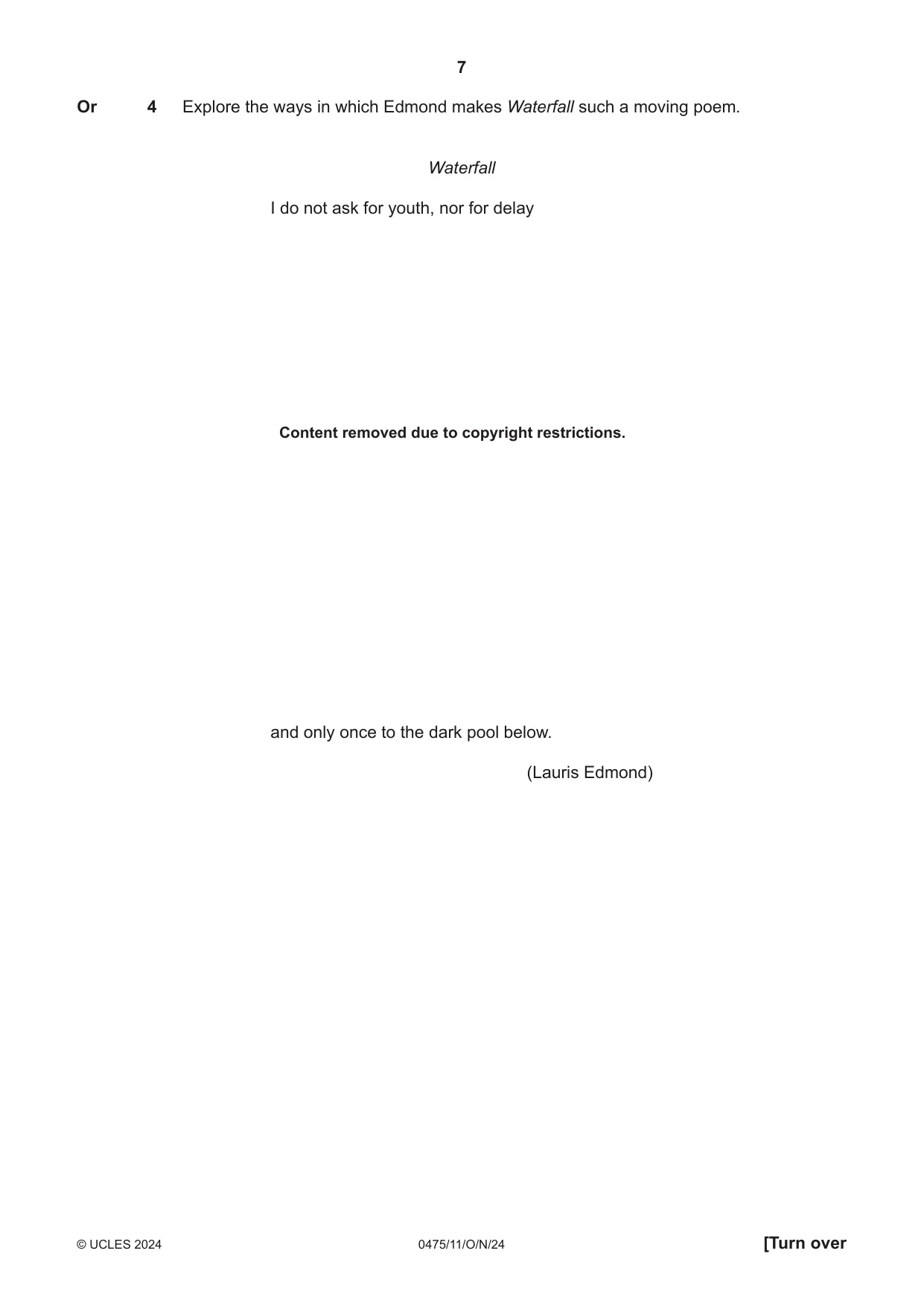 Cambridge IGCSE English - Literature in English 0475 2024 Oct/Nov Paper 1 · Variant 1 question paper, page 7 of 28