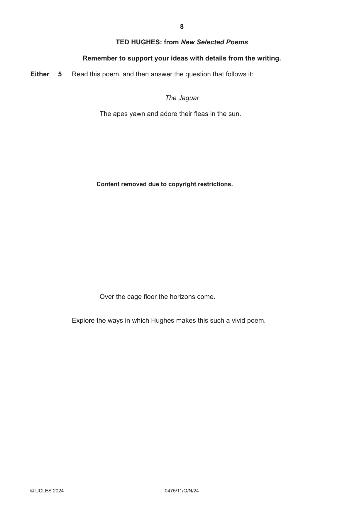 Cambridge IGCSE English - Literature in English 0475 2024 Oct/Nov Paper 1 · Variant 1 question paper, page 8 of 28