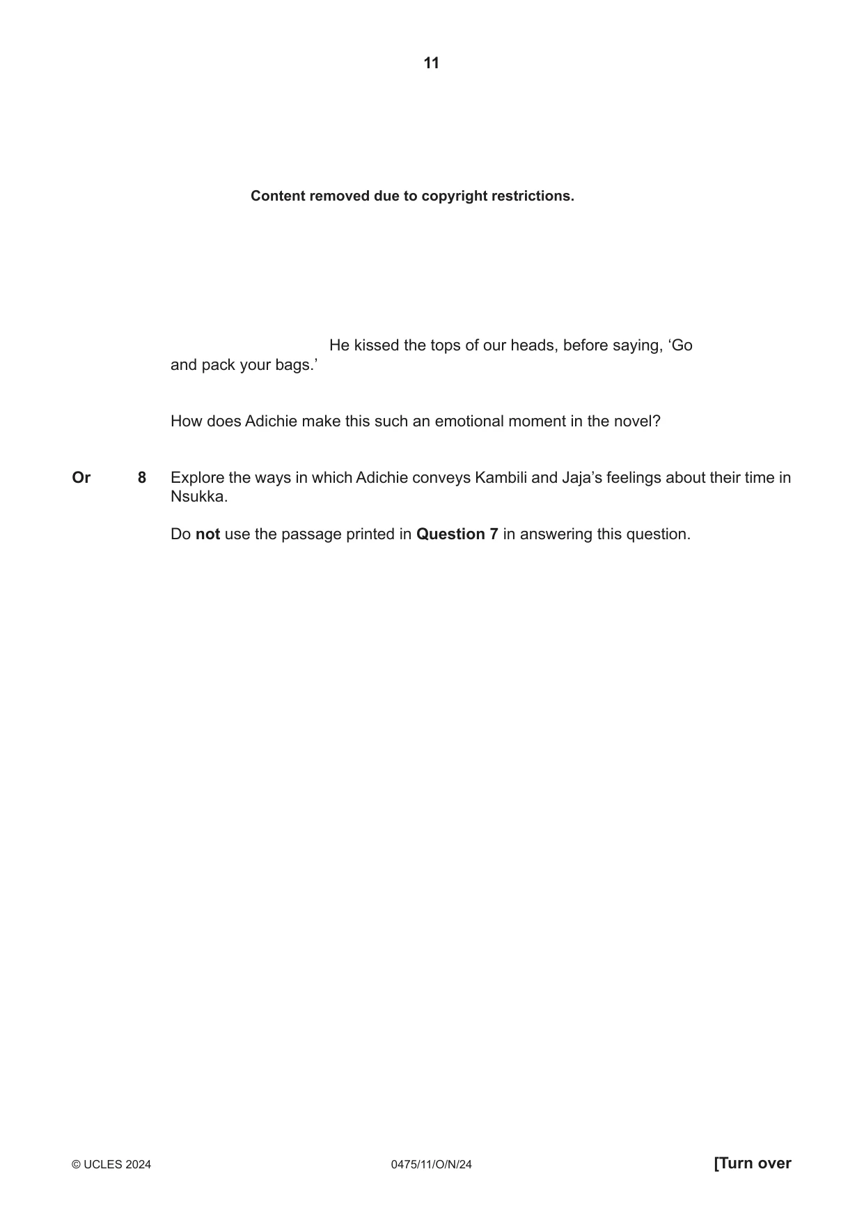 Cambridge IGCSE English - Literature in English 0475 2024 Oct/Nov Paper 1 · Variant 1 question paper, page 11 of 28