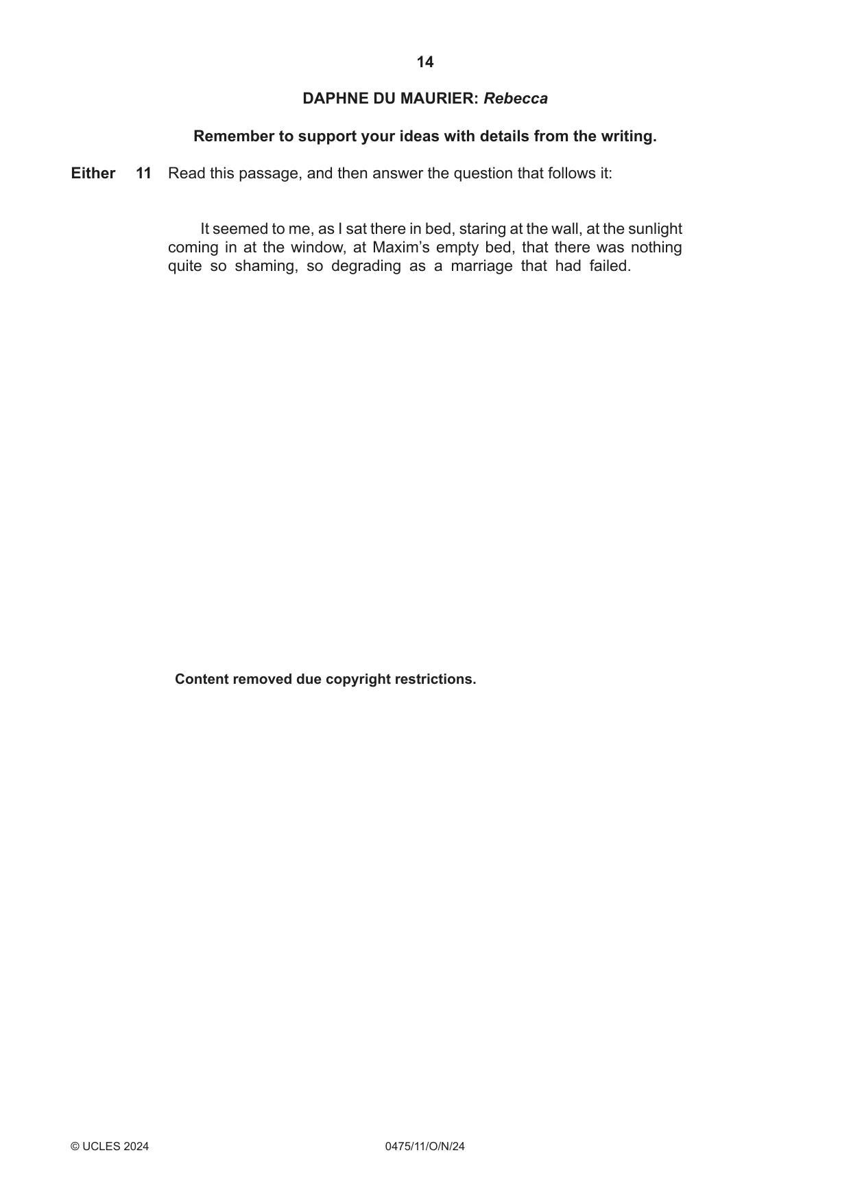 Cambridge IGCSE English - Literature in English 0475 2024 Oct/Nov Paper 1 · Variant 1 question paper, page 14 of 28