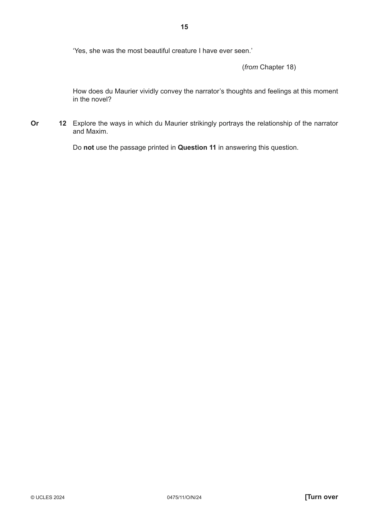 Cambridge IGCSE English - Literature in English 0475 2024 Oct/Nov Paper 1 · Variant 1 question paper, page 15 of 28