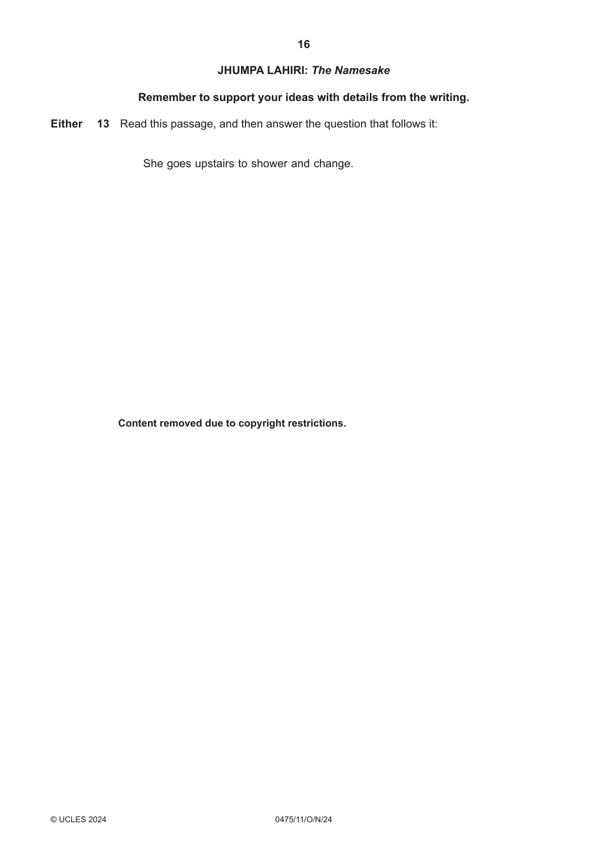Cambridge IGCSE English - Literature in English 0475 2024 Oct/Nov Paper 1 · Variant 1 question paper, page 16 of 28
