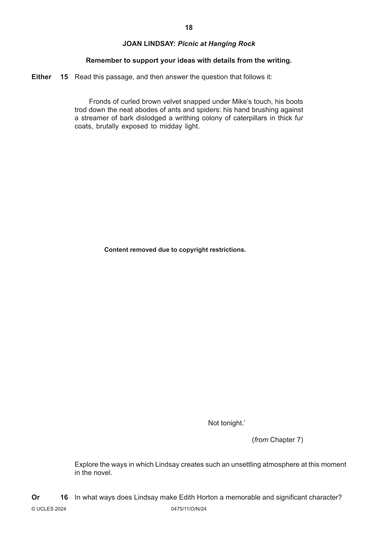 Cambridge IGCSE English - Literature in English 0475 2024 Oct/Nov Paper 1 · Variant 1 question paper, page 18 of 28