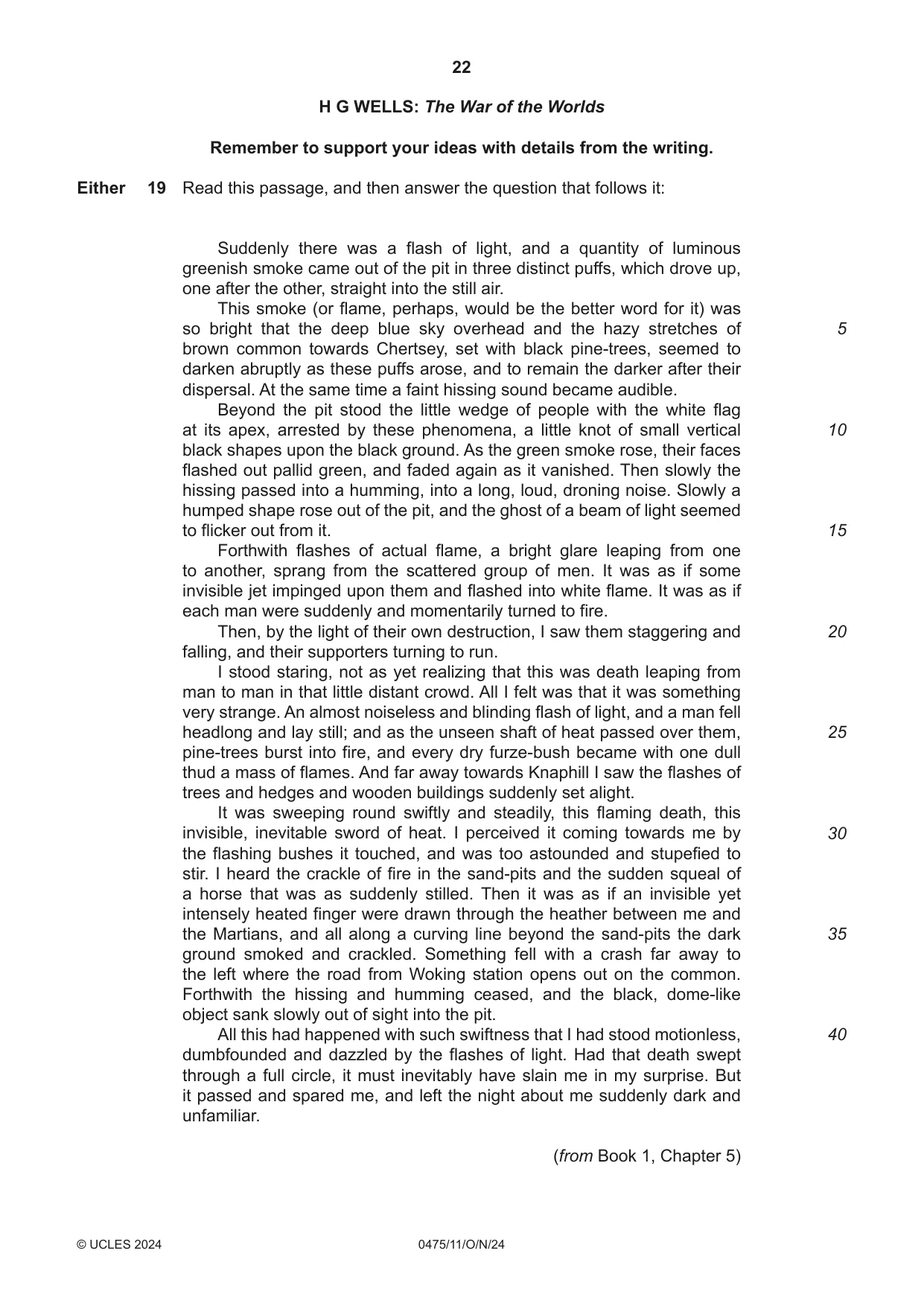 Cambridge IGCSE English - Literature in English 0475 2024 Oct/Nov Paper 1 · Variant 1 question paper, page 22 of 28